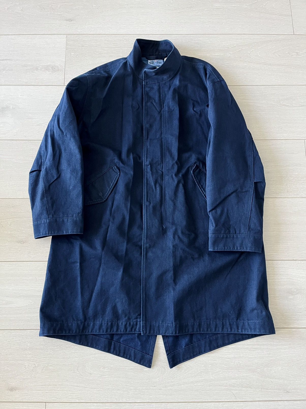 Image of Blue Blue Japan Parka Denim Jacket in Navy, Men's (Size Small)