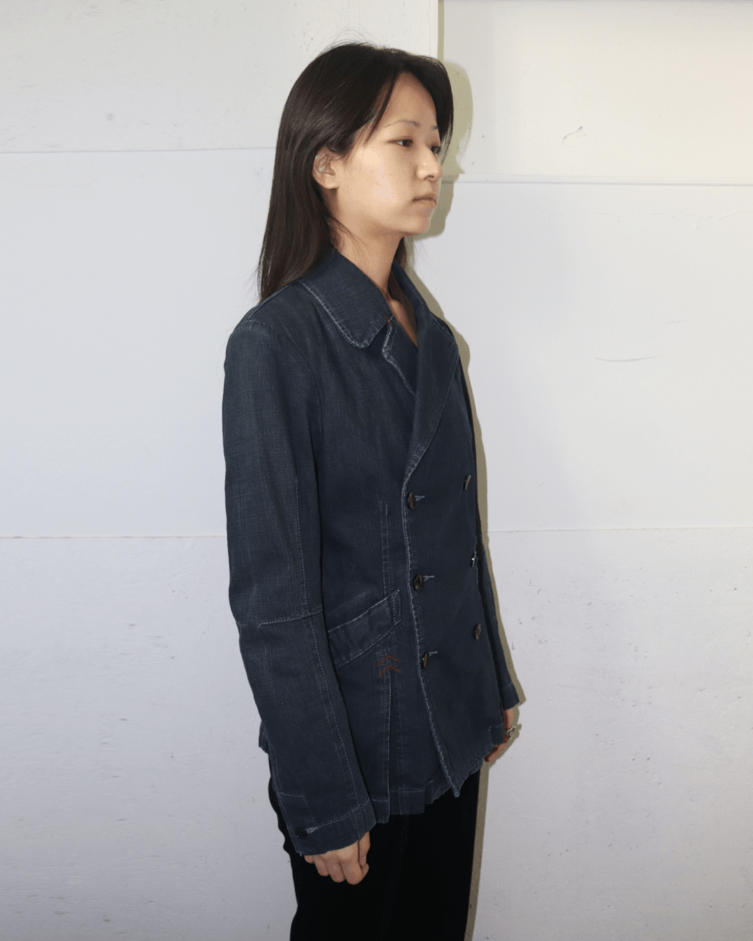 Marithe + Francois Girbaud Marithe Francois Girbaud 90s Red Stitch Detail Denim Blazer Size M / US 6-8 / IT 42-44 - 3 Thumbnail