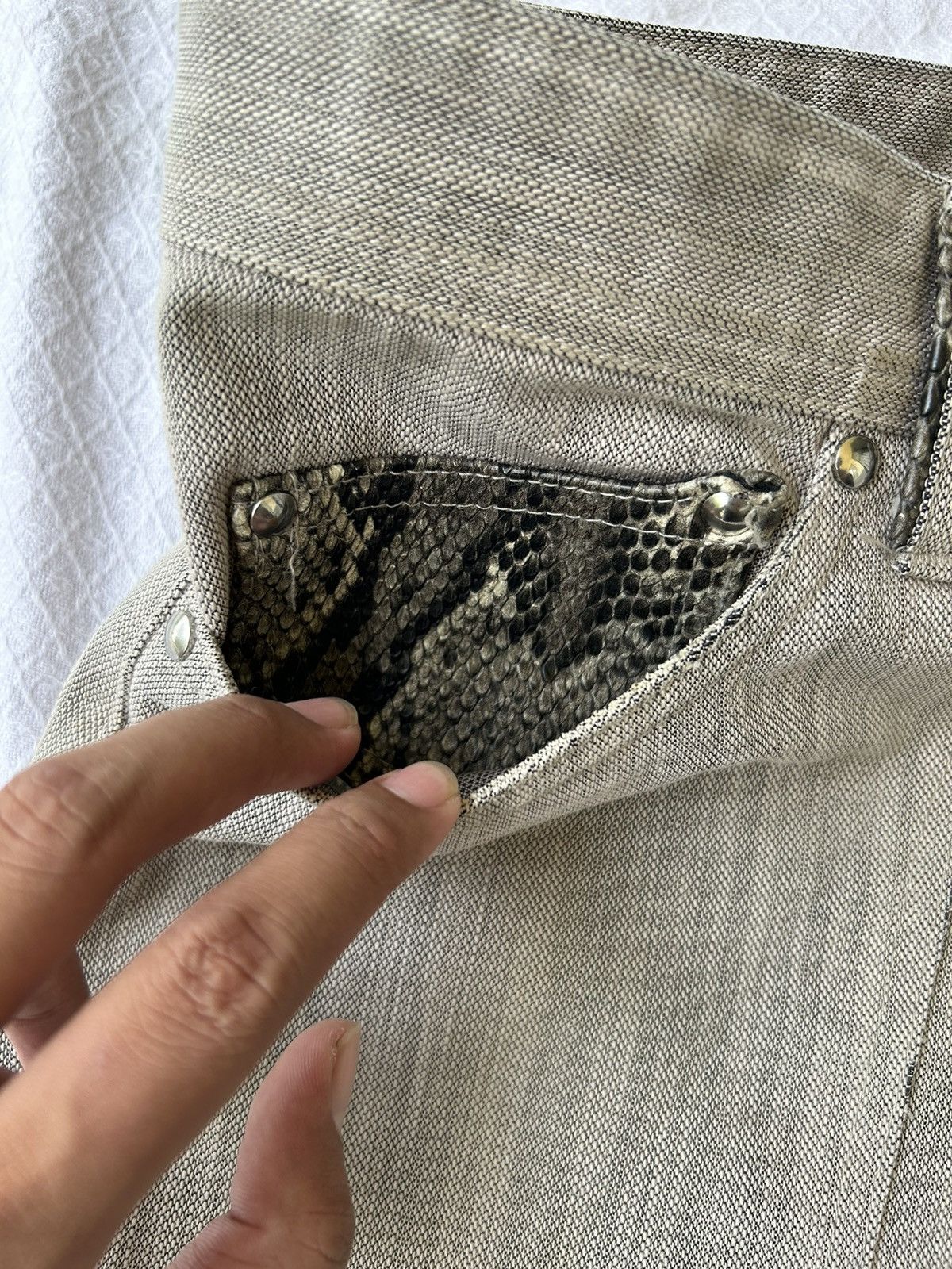 Japanese Brand Takaiq.com Pyton Snake Skin Flared Jeans Ifsix lgb style Size US 32 / EU 48 - 5 Thumbnail