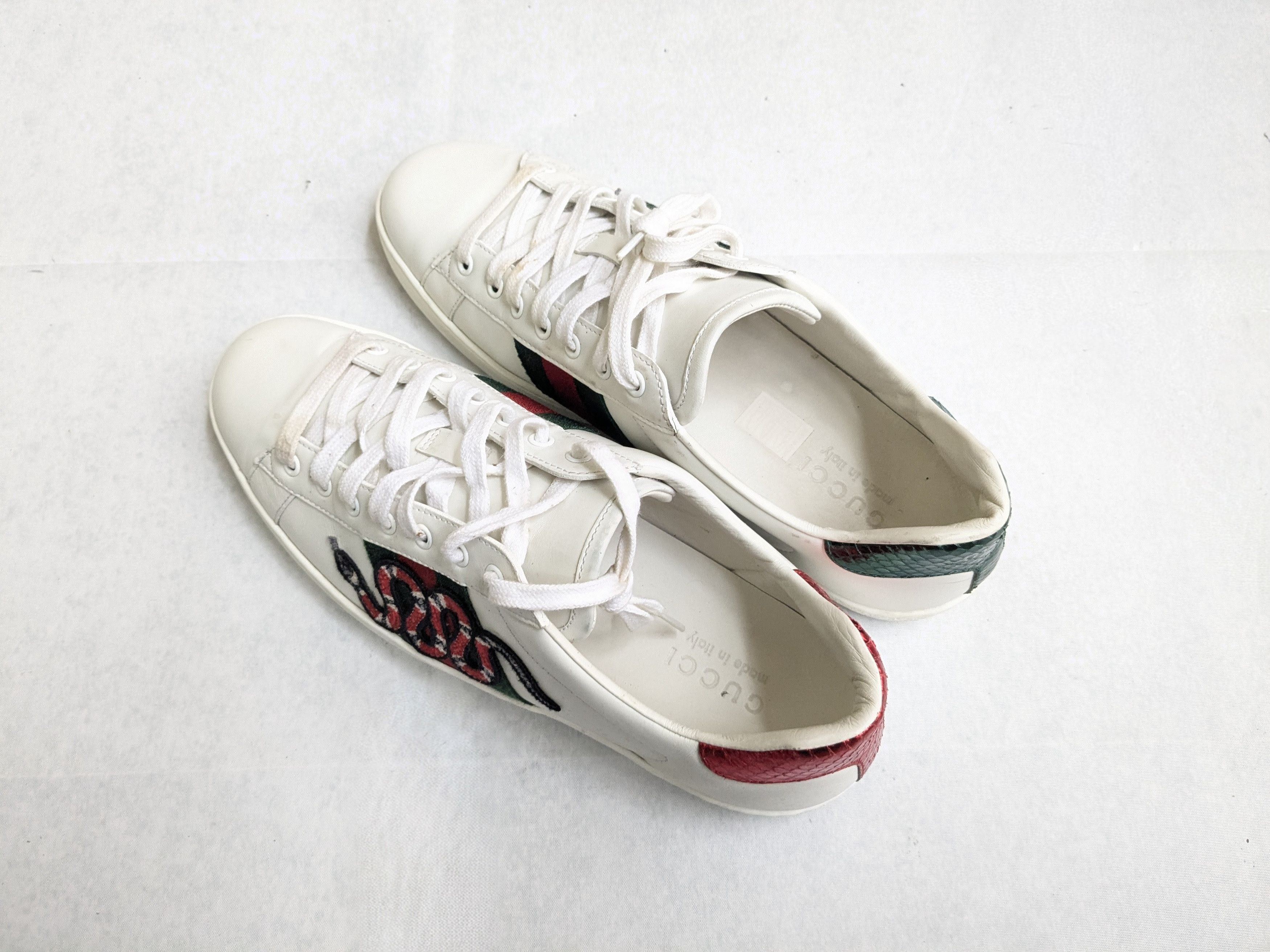 Gucci Gucci Ace Sneakers Snake White 10.5 Low Tops Leather Size US 10.5 / EU 43-44 - 14 Thumbnail