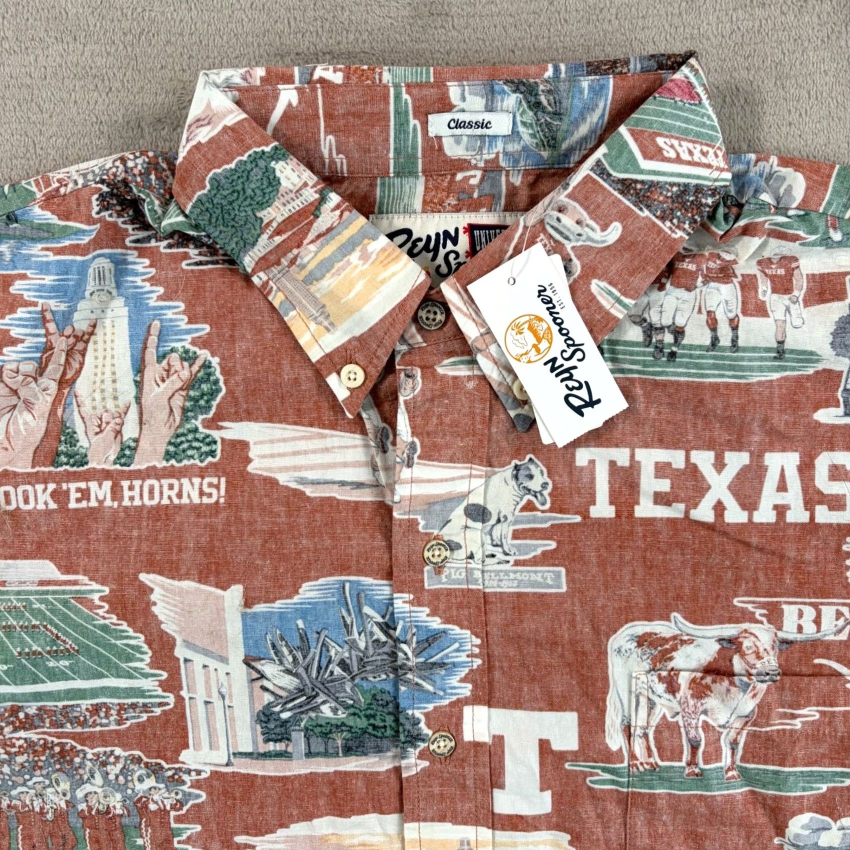 Reyn Spooner VINTAGE REYN SPOONER UNIVERSITY OF TEXAS Long Horns SCENIC Shirt Men L Hawaiian NWT Size US L / EU 52-54 / 3 - 3 Thumbnail