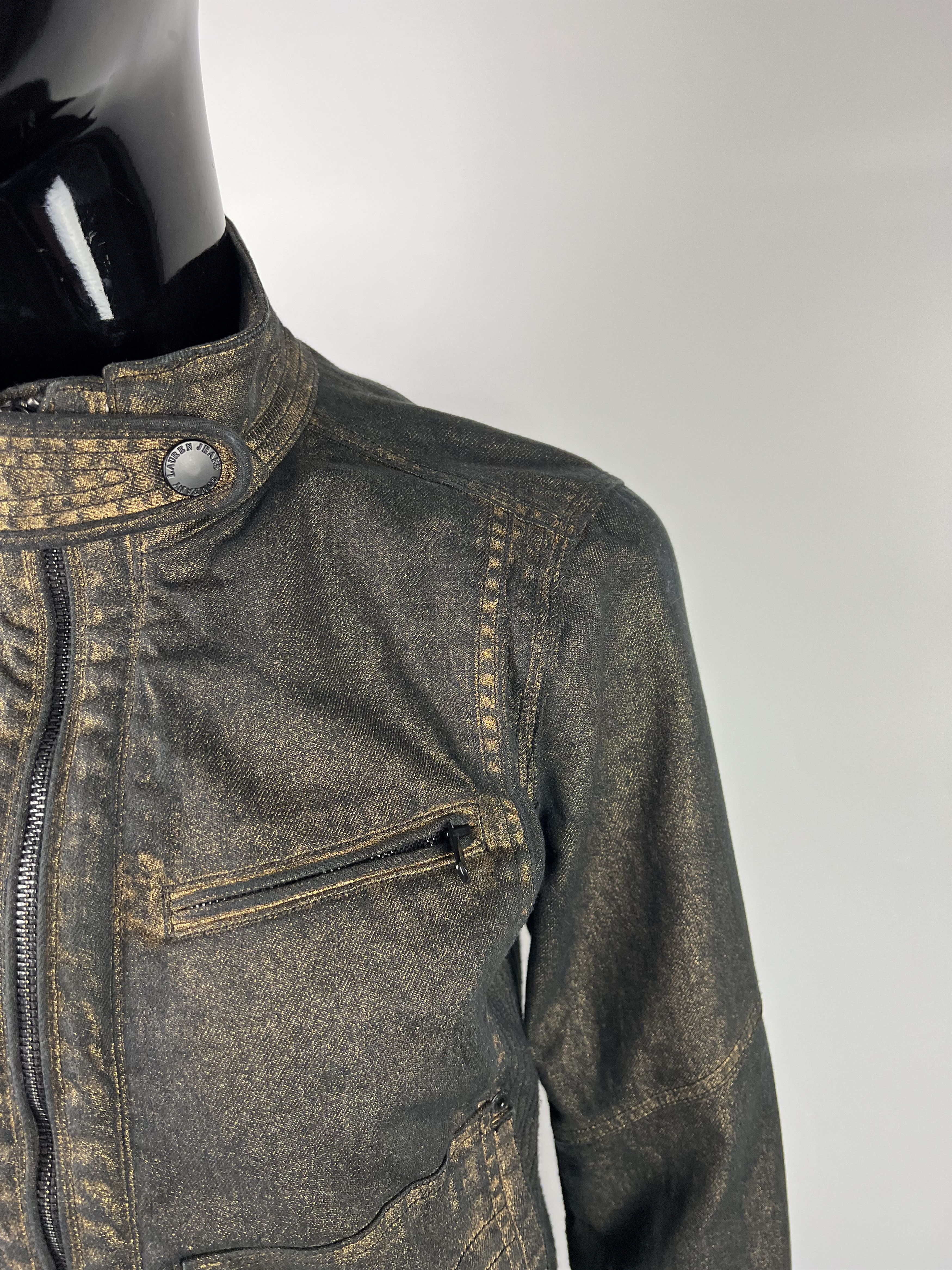 Ralph Lauren Ralph Lauren Women's Black Gold Denim Biker Jacket Size M Size M / US 6-8 / IT 42-44 - 7 Thumbnail