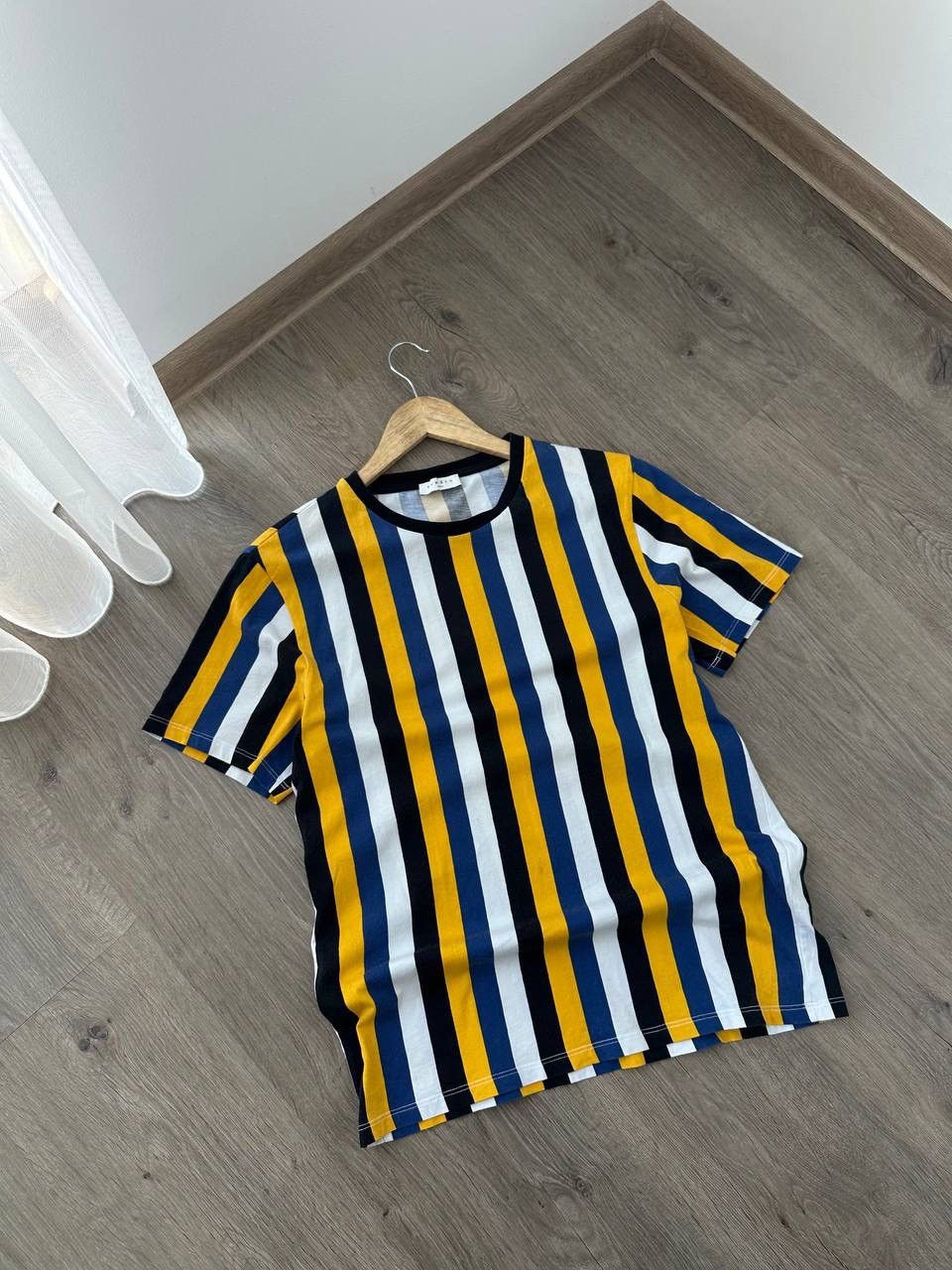 Sandro × Vintage Vintage Sandro Stripeded Yellow T-Shirt Size US S / EU 44-46 / 1 - 6 Thumbnail