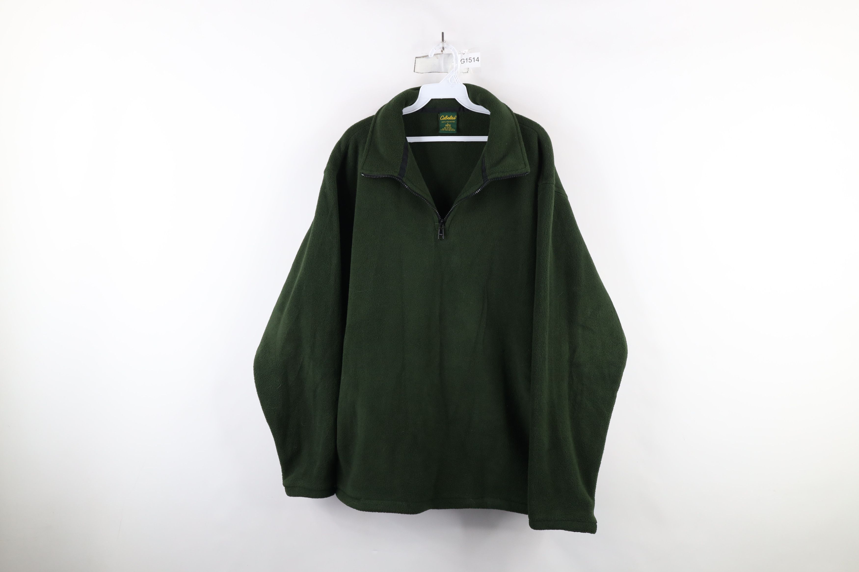 Cabelas × Vintage Vintage 90s Cabelas Half Zip Fleece Pullover Sweater Green Size US L / EU 52-54 / 3 - 1 Thumbnail