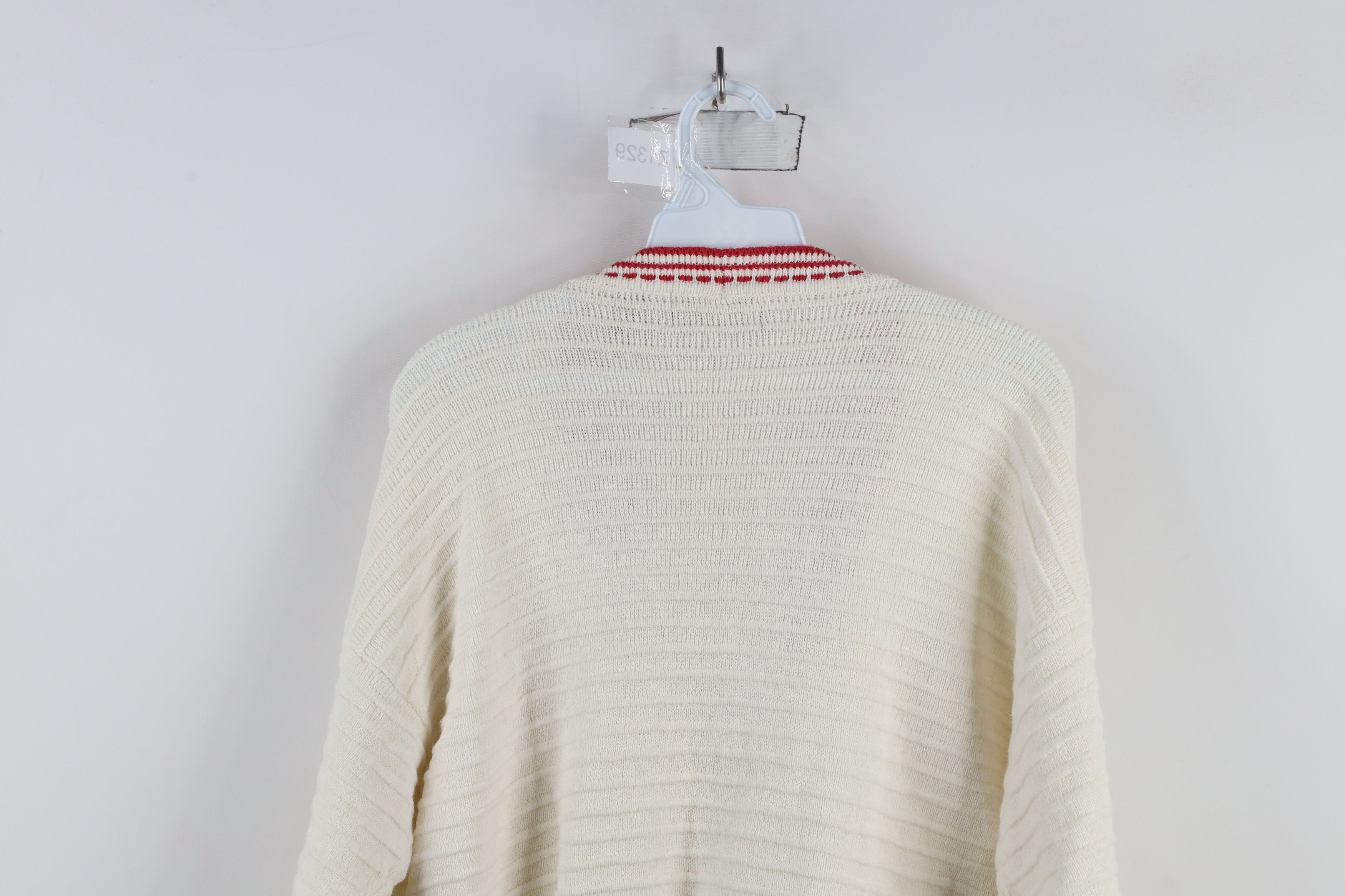 Vintage Vintage 90s Streetwear Ribbed Knit Cardigan Sweater White Size M / US 6-8 / IT 42-44 - 9 Thumbnail