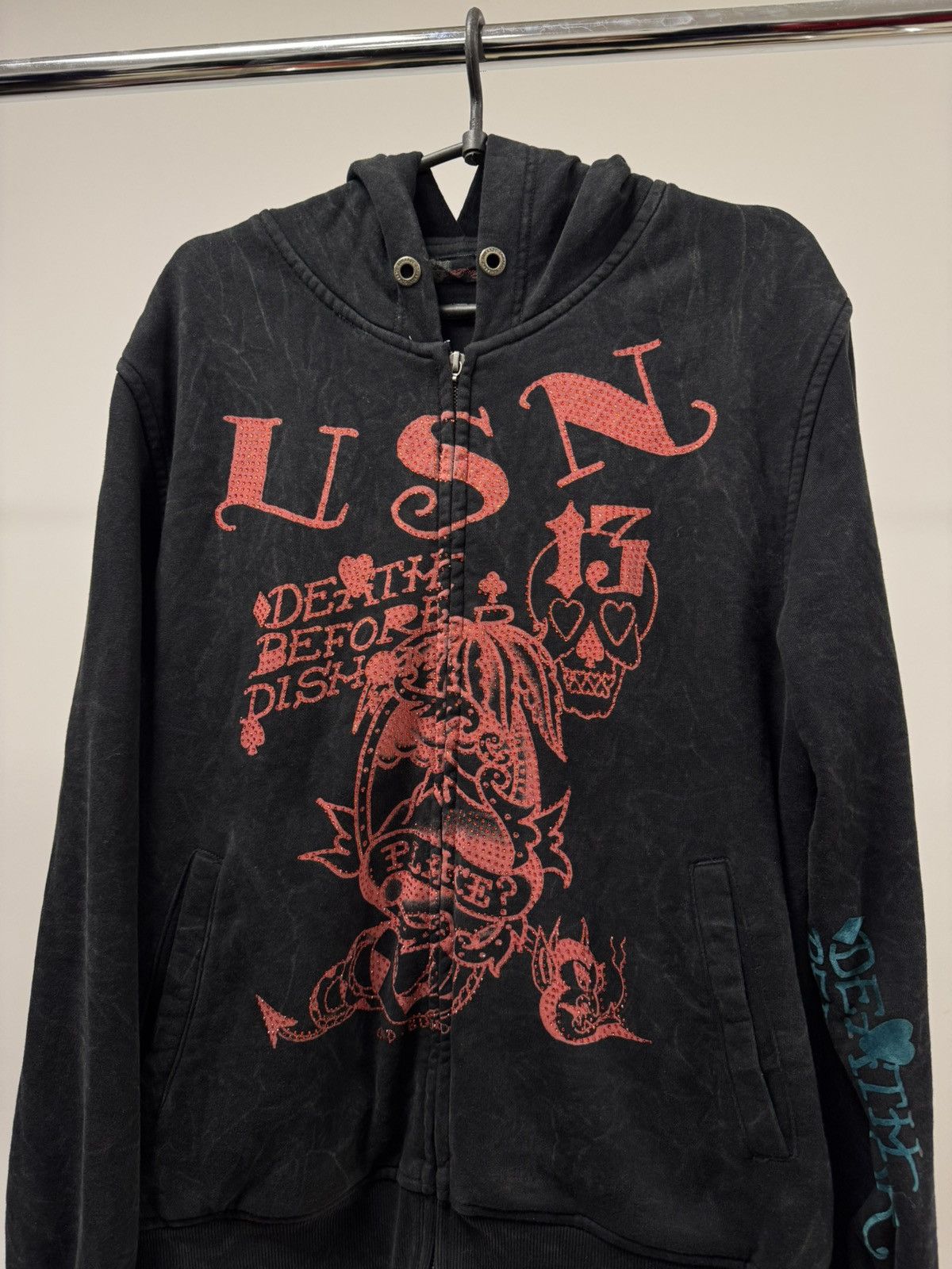 Christian Audigier × Ed Hardy × Japanese Brand Ed Hardy By Christian Audigier Full Zip Hoodie Y2K Style Size US XL / EU 56 / 4 - 2 Thumbnail