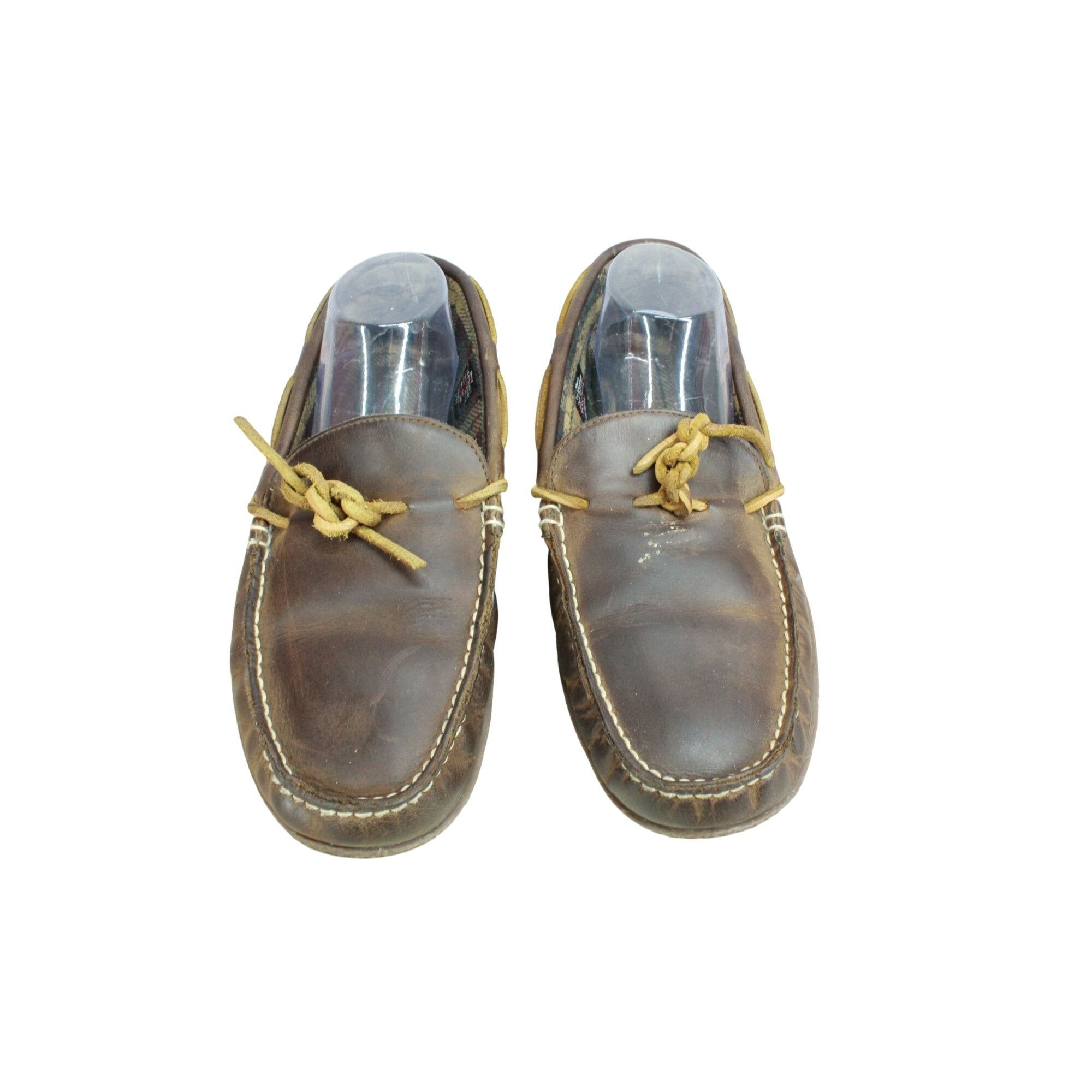 Flannel × L.L. Bean × Leather LL Bean Men's Handsewn Slippers Flannel Lined Leather Brown Size US 10 / EU 43 - 5 Thumbnail