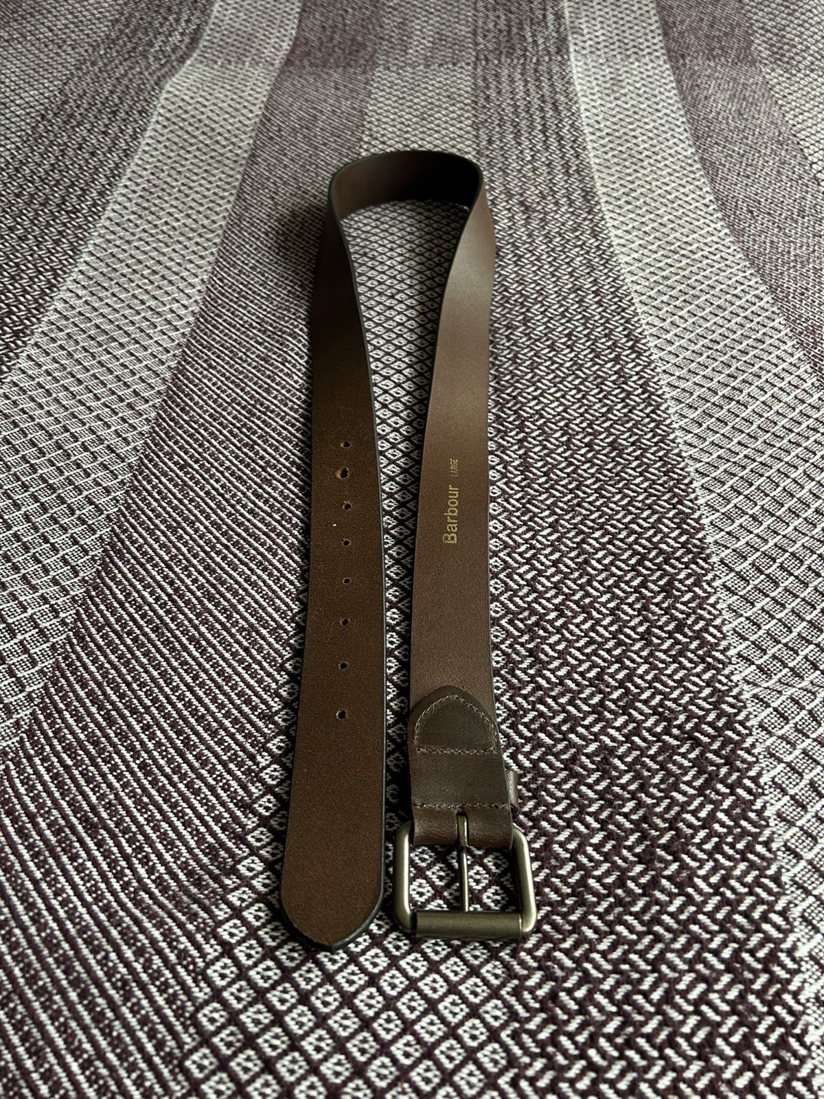 Barbour Vintage Barbour Leather Belt Men Brown Solid Style Size L Size 36 - 6 Thumbnail