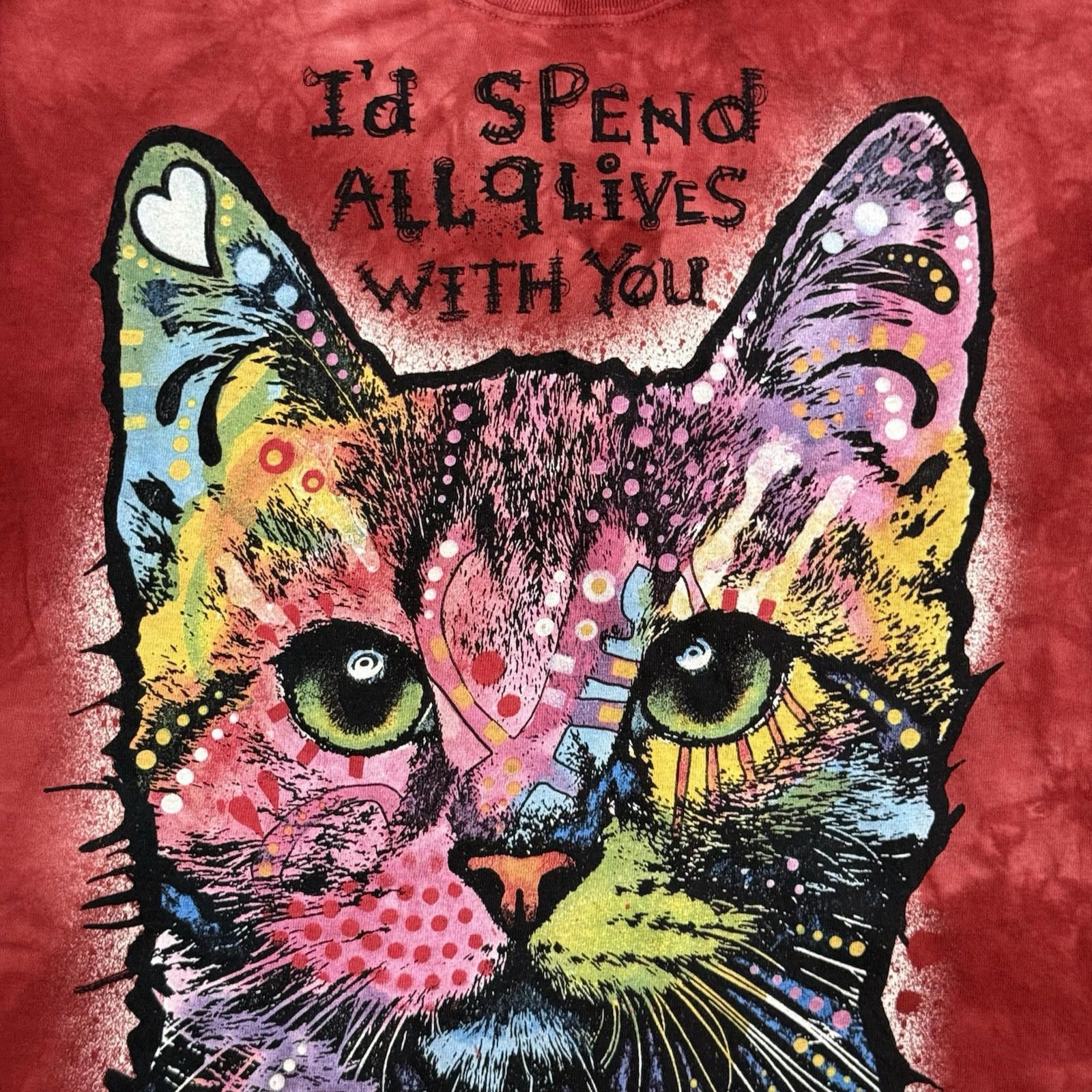 The Mountain Dean Russo 9 Lives Cat T-Shirt Red Tie-Dye Sz M Size US M / EU 48-50 / 2 - 2 Thumbnail