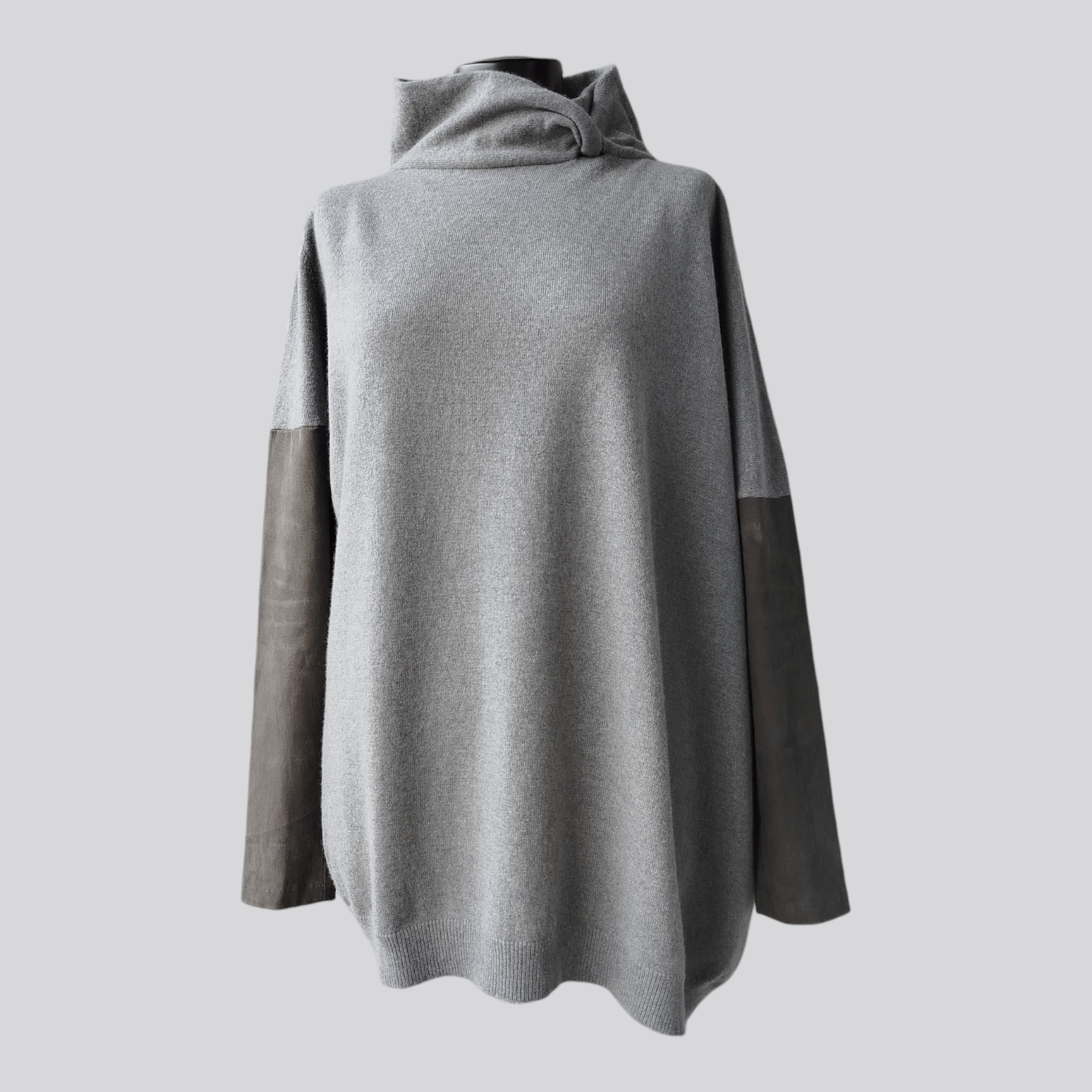 Brunello Cucinelli Pullover Sweater Cashmere Leather Sleeves Size L-XL Size L / US 10 / IT 46 - 1 Thumbnail