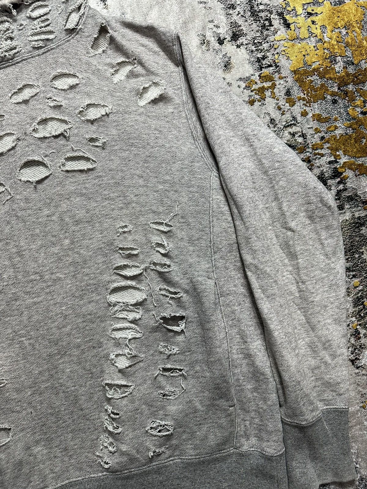 If Six Was Nine × Japanese Brand × Le Grande Bleu (L.G.B.) CRAZY DISTRESSED GRUNGE PUNK STYLE UNIQLO HOODIE Size US L / EU 52-54 / 3 - 7 Thumbnail