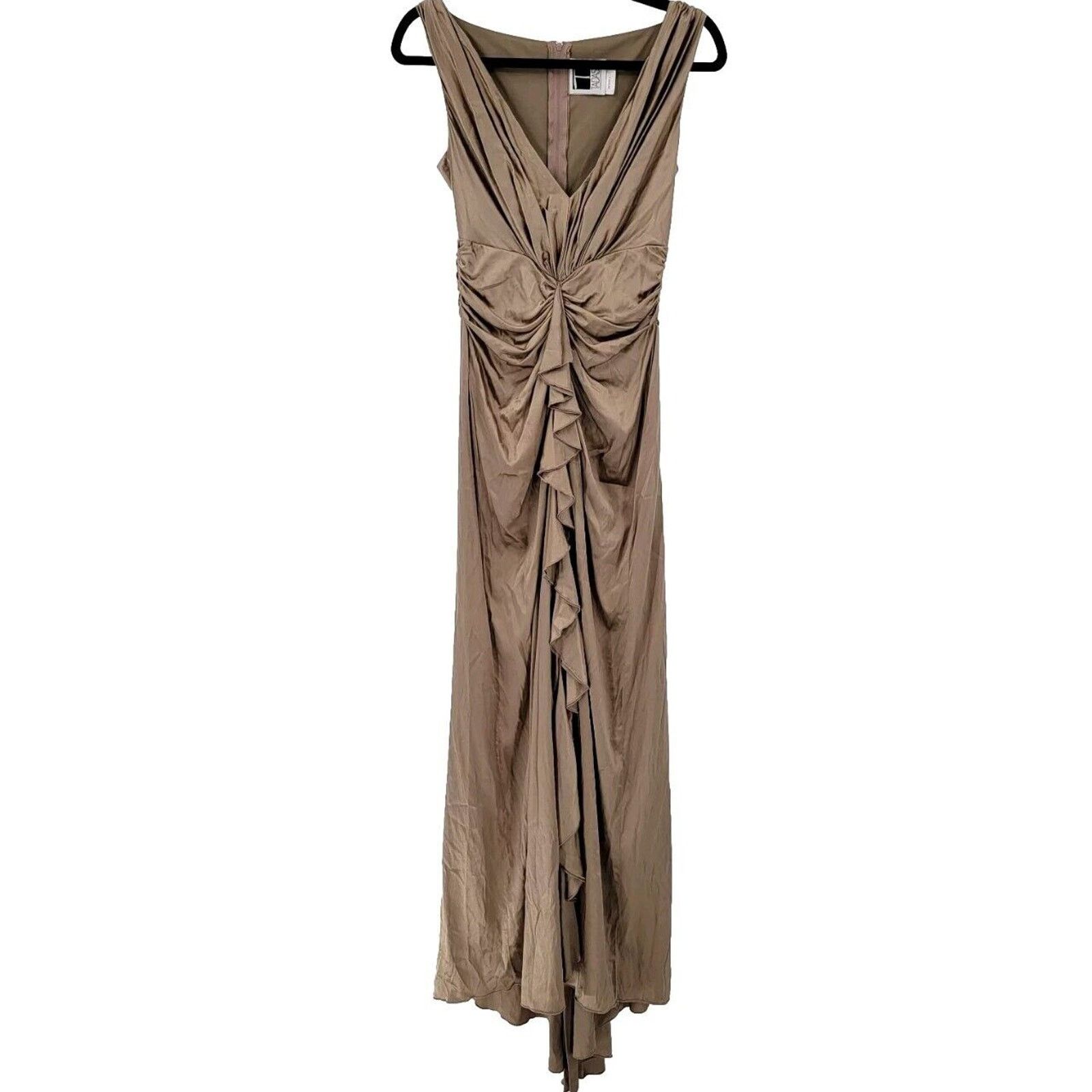 sachin and babi light blue dress Tadashi Shoji V-Neck Metallic Gown - Copper main image 0