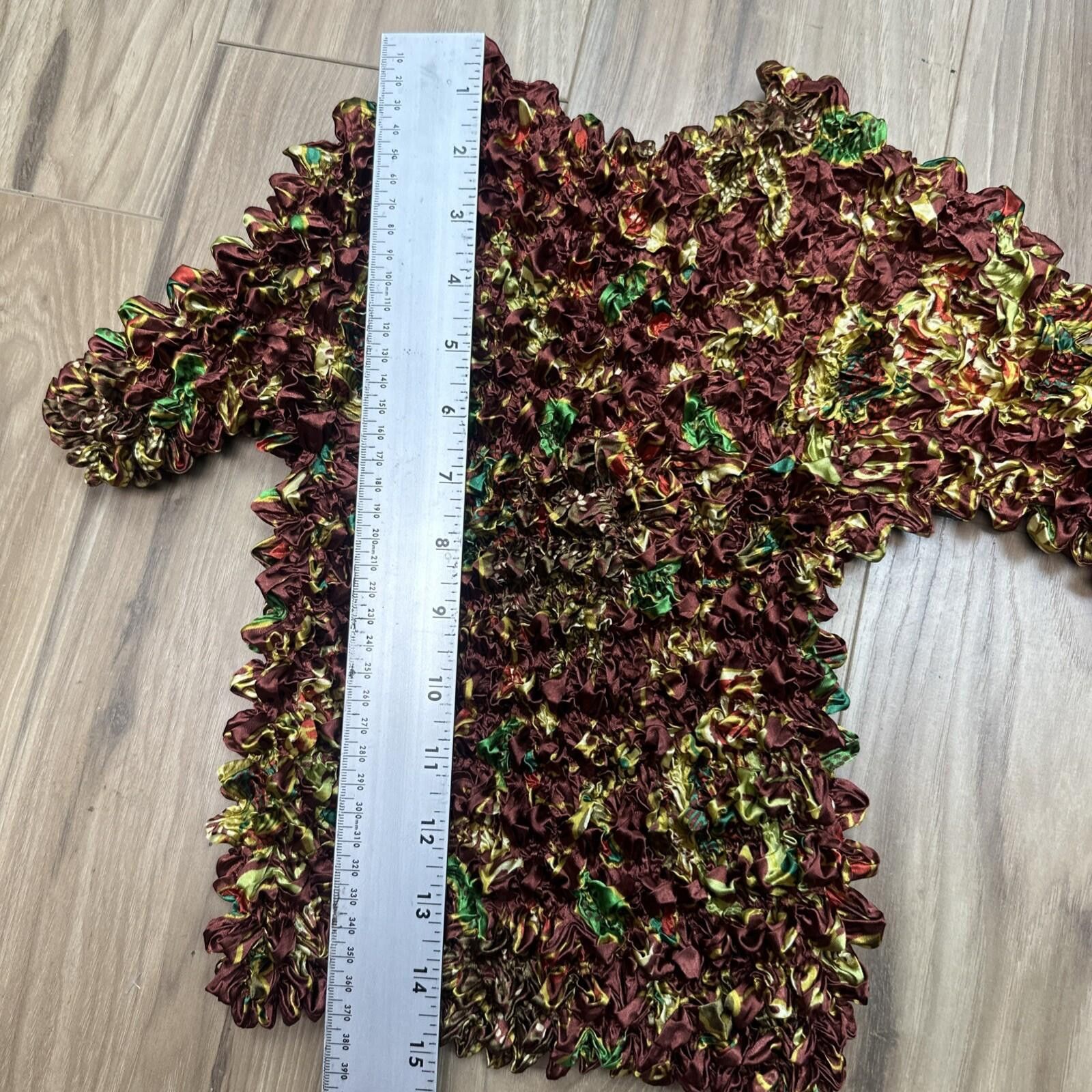 FCUK Satin Gold Copper Floral Popcorn Magic Stretch Top Fairy Size ONE SIZE - 2 Thumbnail