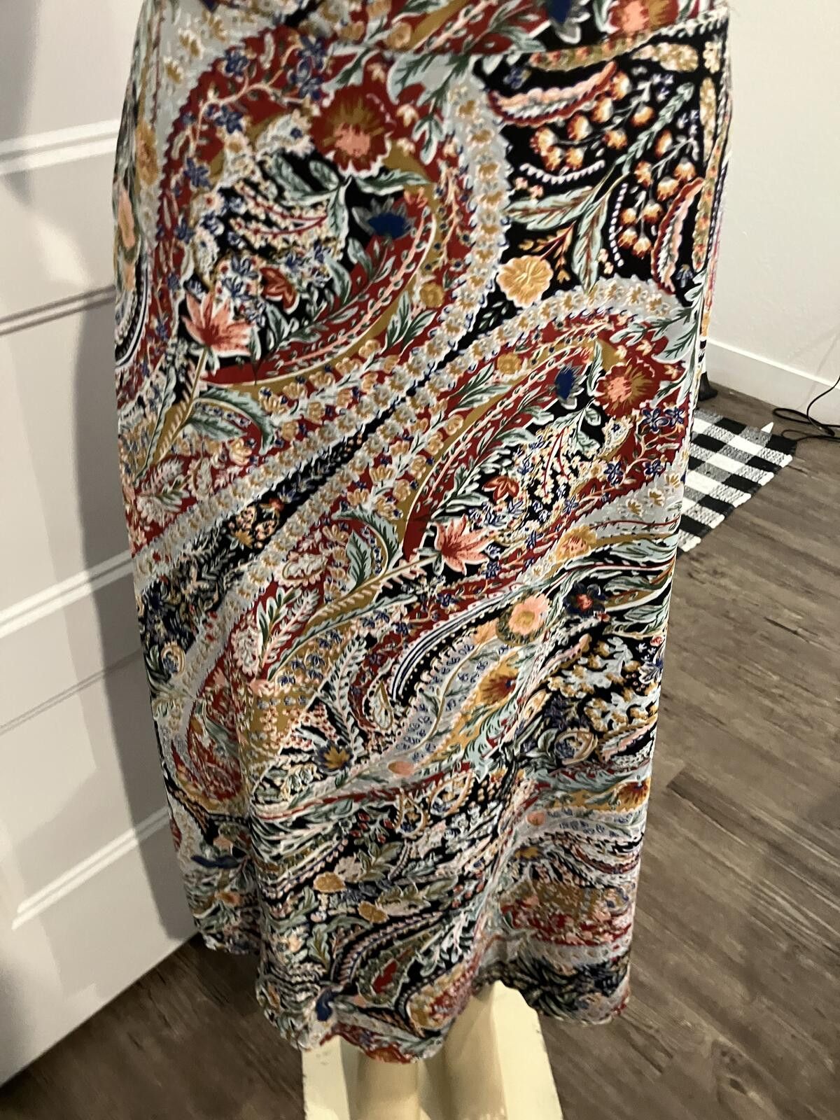 Unknown London NWT Large Black Multi Paisley Print Skirt Size 36" / US 14 / IT 50 - 2 Thumbnail