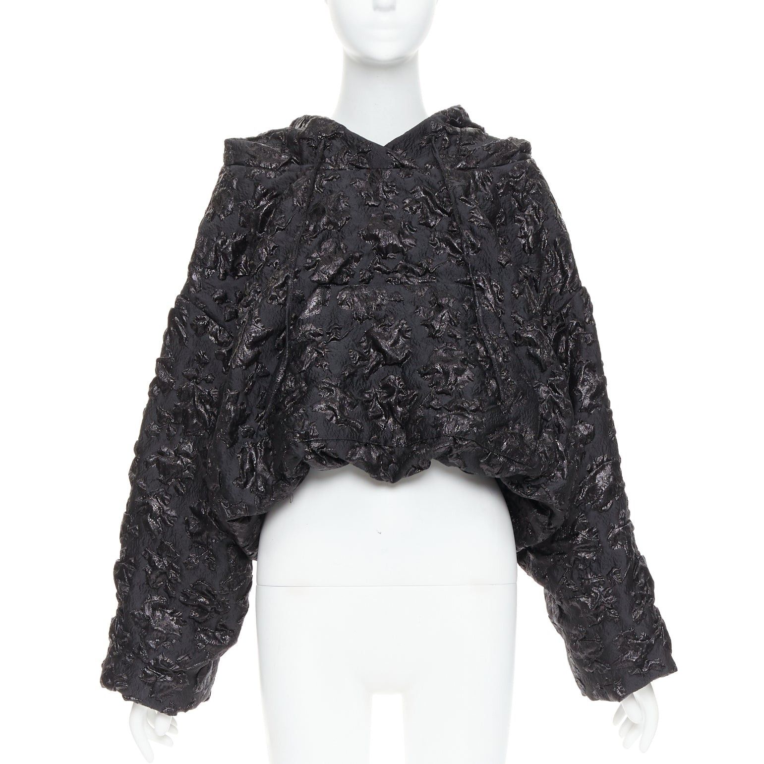 Valentino VALENTINO Pier Paolo Piccioli 2022 black floral 3D jacquard cropped hoodie IT42 M Size M / US 6-8 / IT 42-44 - 1 Thumbnail