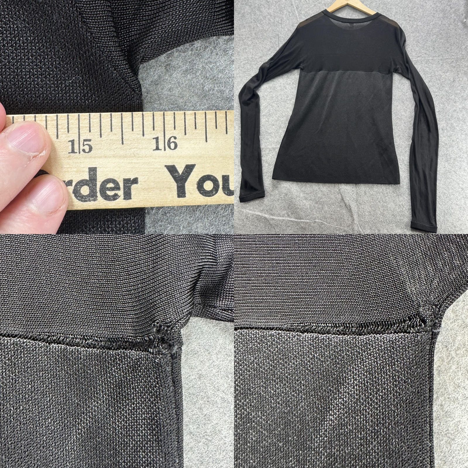Vintage Toteme Top Womens L Black Semi Sheer Evening Blouse Viscose Crew Neck Long Sleeve Slim Jersey Casual Party/Cocktail Womens Size L / US 10 / IT 46 - 9 Thumbnail
