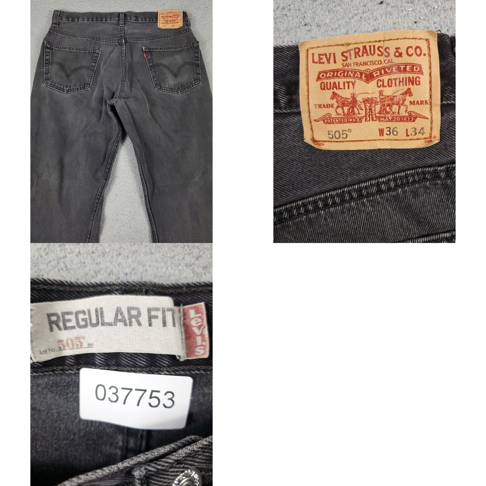 Levi's Levis 505 Straight Leg Jeans Mens Gray 36x34 Regular Size US 36 / EU 52 - 8 Thumbnail