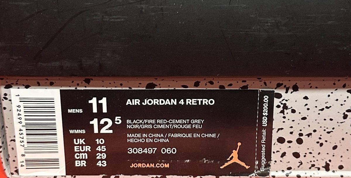 Jordan Brand Size 11 - Jordan 4 Retro OG Bred Size US 11 / EU 44 - 8 Thumbnail