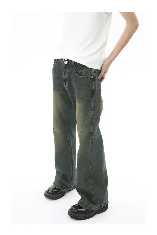 Japanese Brand × Jean Japanese retro distressed blue mid-rise loose flared jeans Size US 32 / EU 48 - 2 Thumbnail