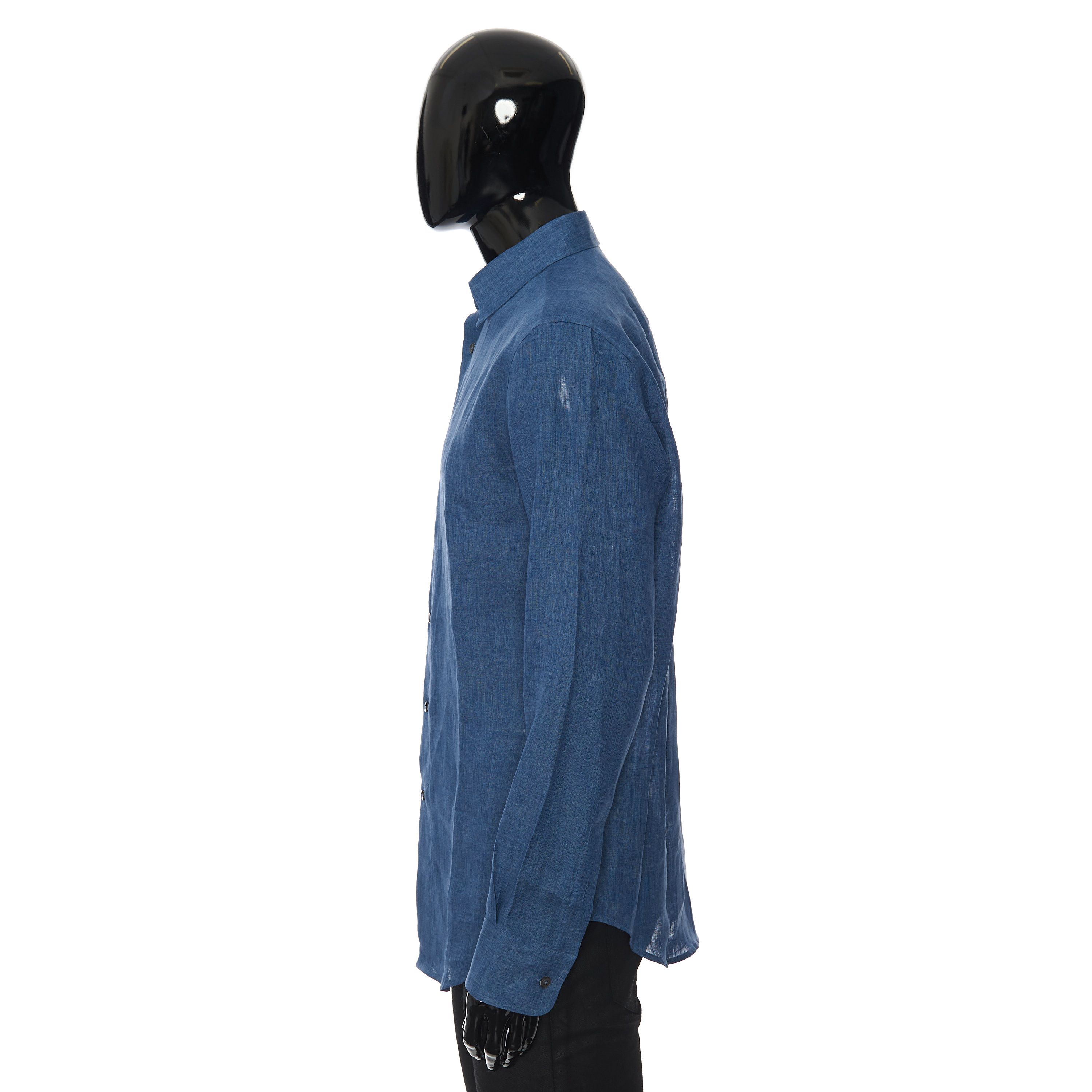 Brioni Royal Blue Linen Shirt - Longsleeve, Fitted Size US M / EU 48-50 / 2 - 3 Thumbnail
