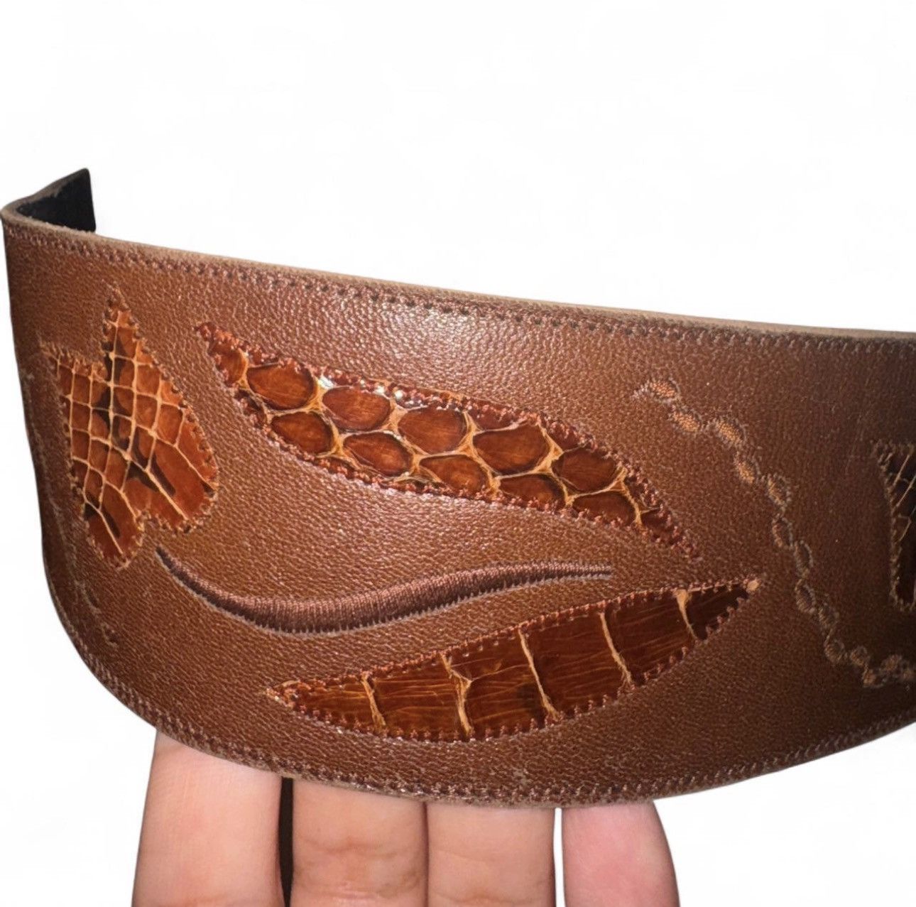 Other Vintage 70s Lesley Slight brown leather twin buckle belt Size ONE SIZE - 6 Thumbnail
