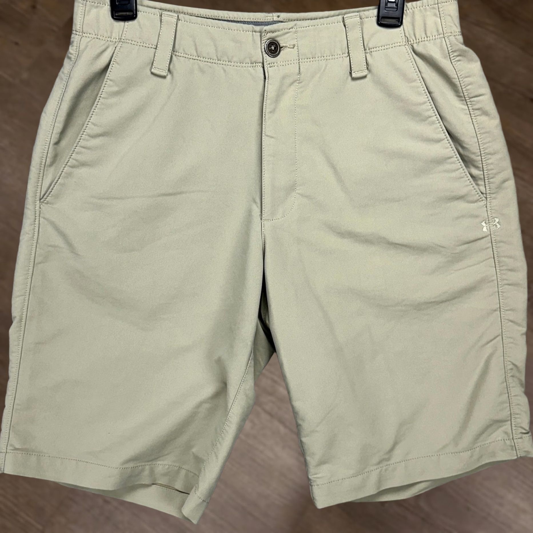 Under Armour Under Armour Mens Hiking Shorts 32 Tan Nylon Blend Flat Front Stretch Heat Gear Outdoor Size US 32 / EU 48 - 1 Thumbnail