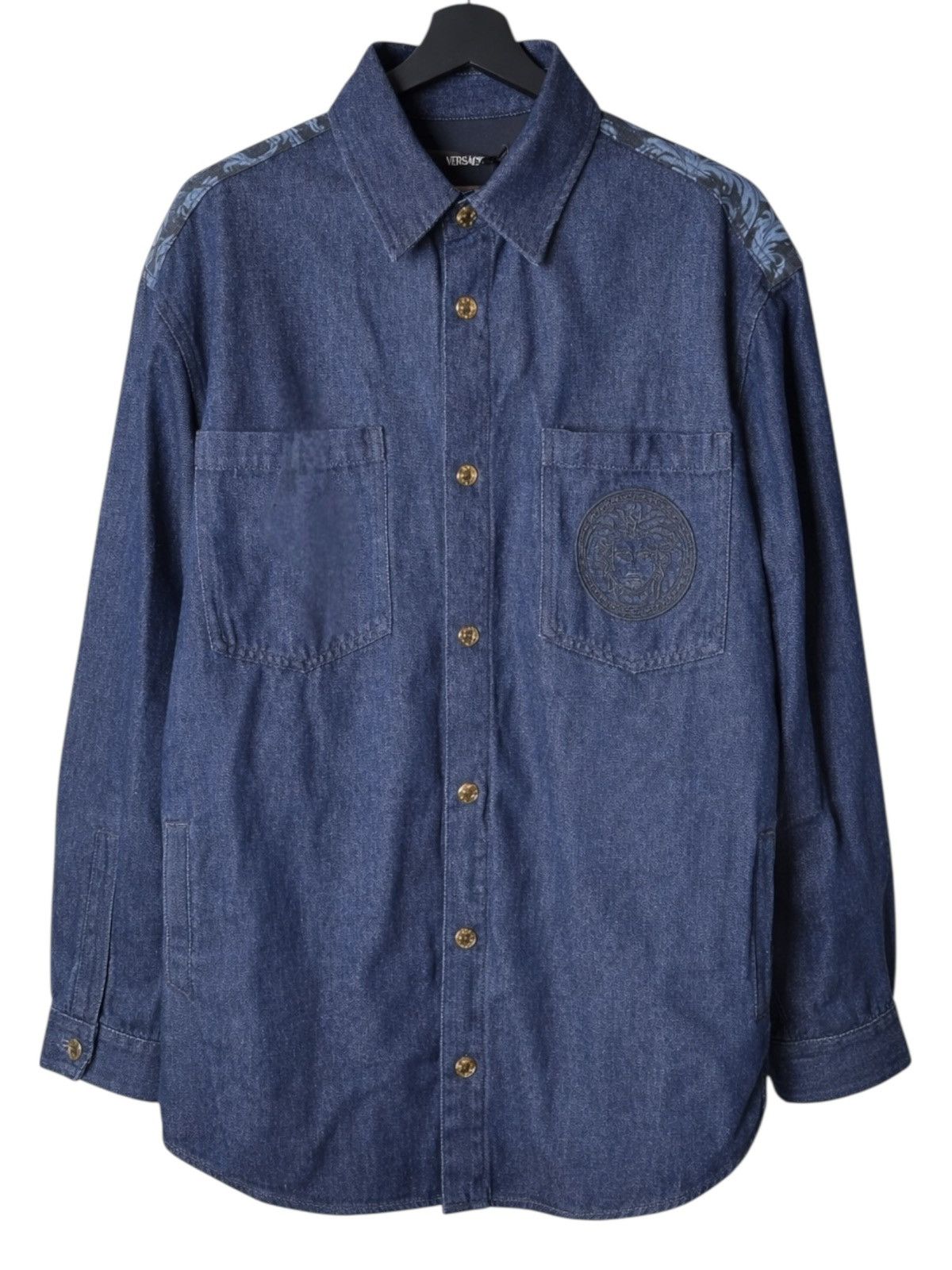 Versace Versace Denim Shirt Jacket with Medusa Embroidery – Size 56 Size US XL / EU 56 / 4 - 1 Thumbnail