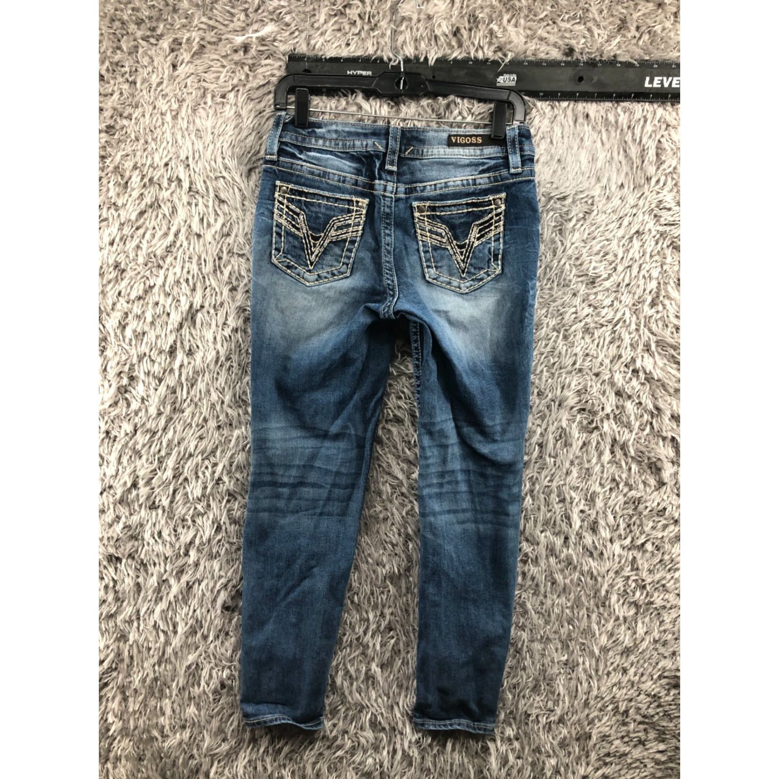 Vintage VIGOSS Jeans Boyfriend 27x27 Blue Medium Wash 5-Pocket Denim Vel 1 Juniors Womens Medium/Butt? Size 25" / US 0 / IT 36 - 6 Thumbnail