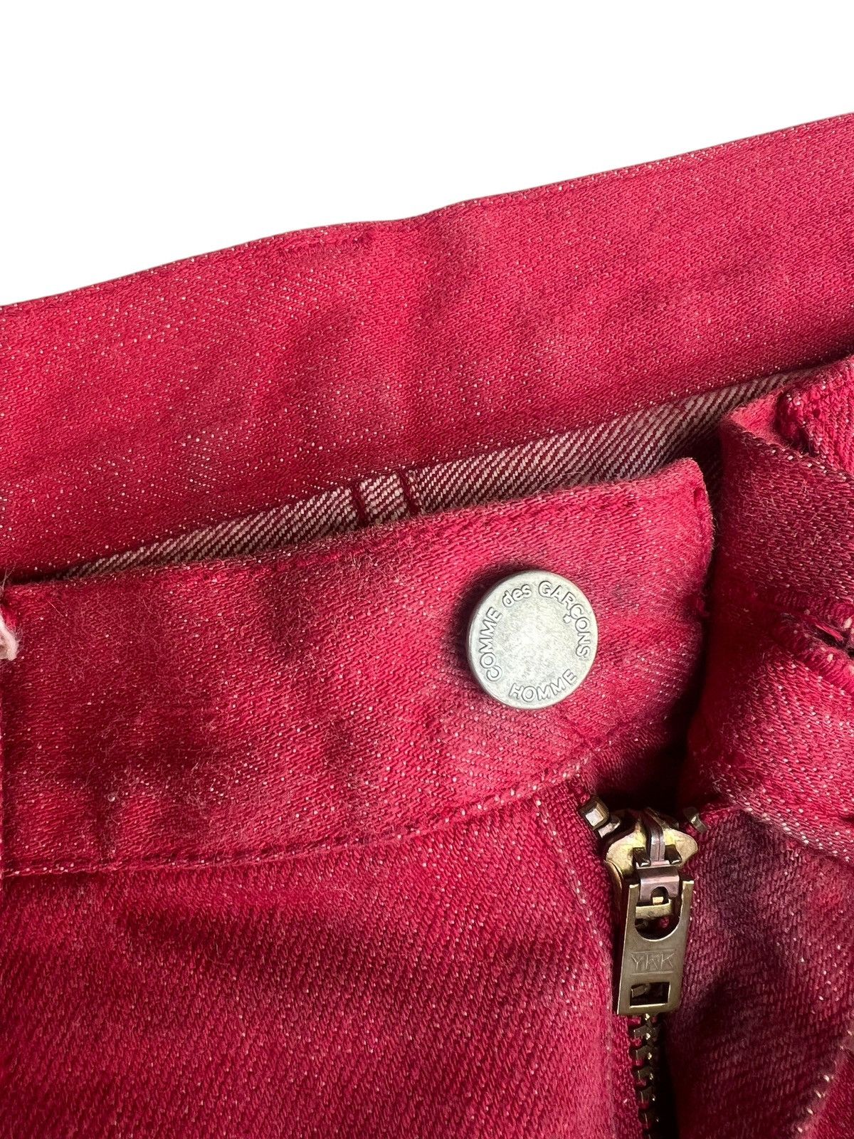 Comme des Garcons Homme Plus × Japanese Brand Dirty Mud Stains Denim Vintage CDGH Japan Red Jeans Size US 32 / EU 48 - 6 Thumbnail