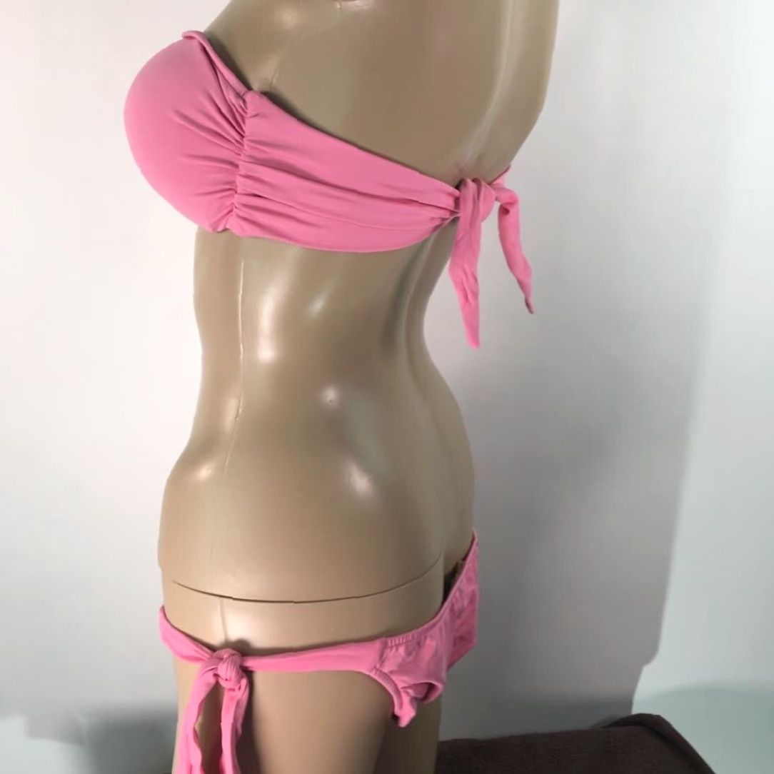 Magnanni Dunnas By Francesca Magnani Bikini Swimsuit Women M Pink Strapless Stretch Solid Size ONE SIZE - 2 Thumbnail