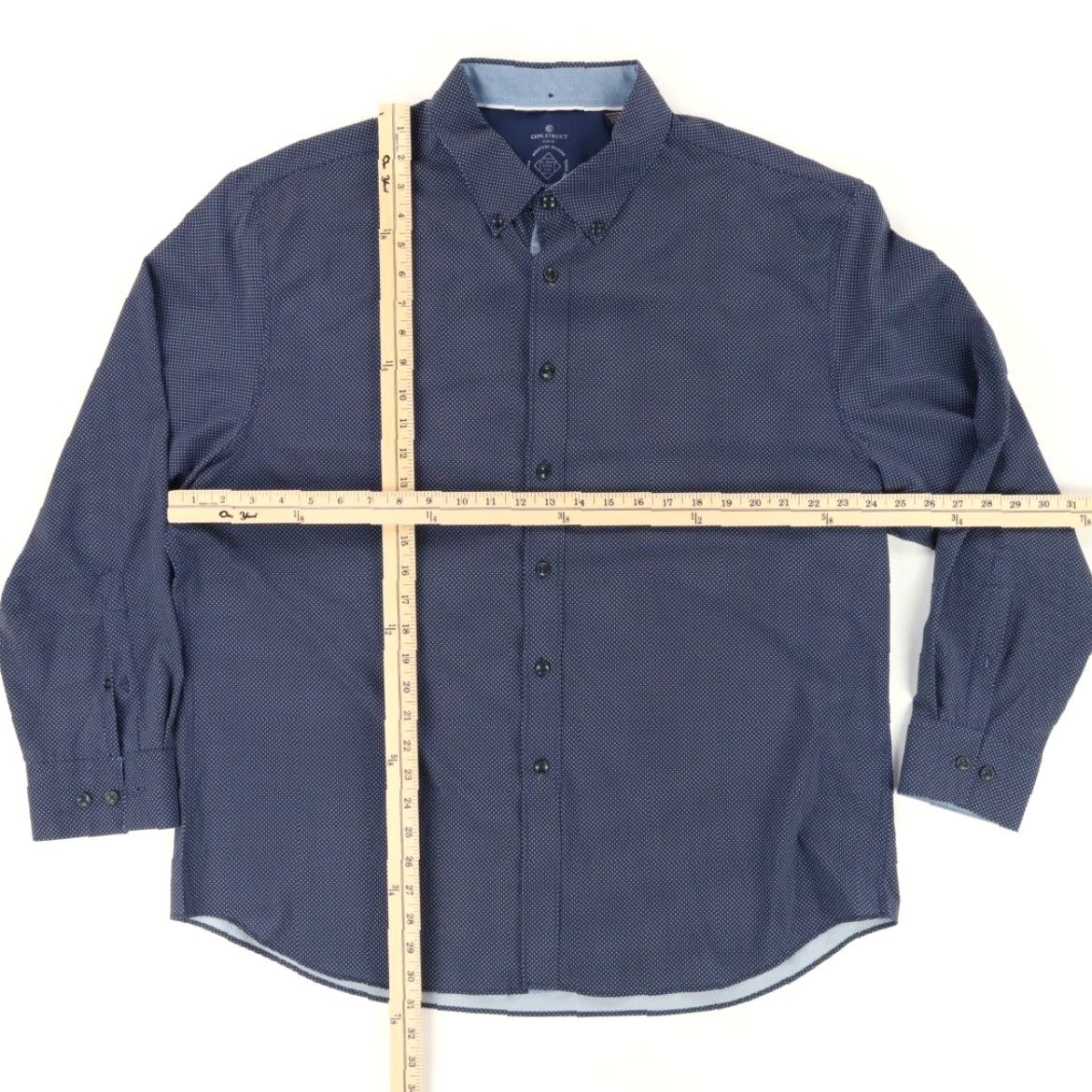 Vintage Con.Struct Slim Fit High Stretch Shirt Navy Blue Men 2XL Shirt Mens Slim Fit Button Down Long Sleeve Solid 2XL Navy Blue Con.Struct Shirt Size US XXL / EU 58 / 5 - 3 Thumbnail