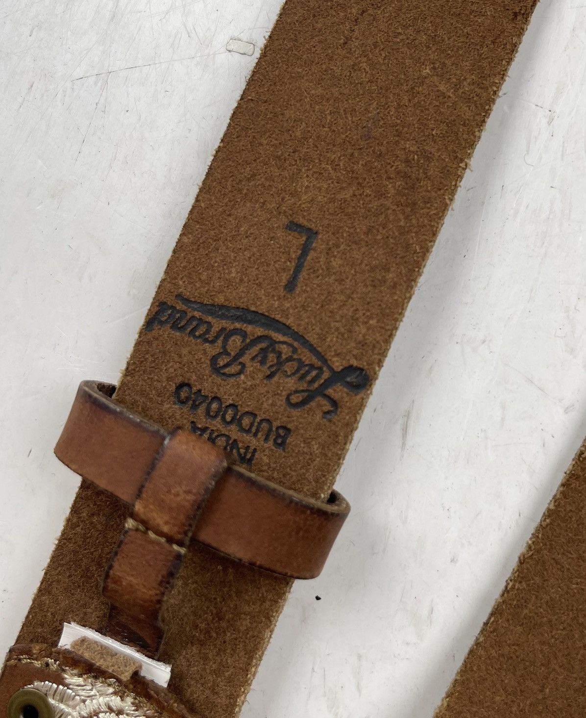 Japanese Brand rare design embroidery leather belt tc40 Size 38 - 8 Thumbnail