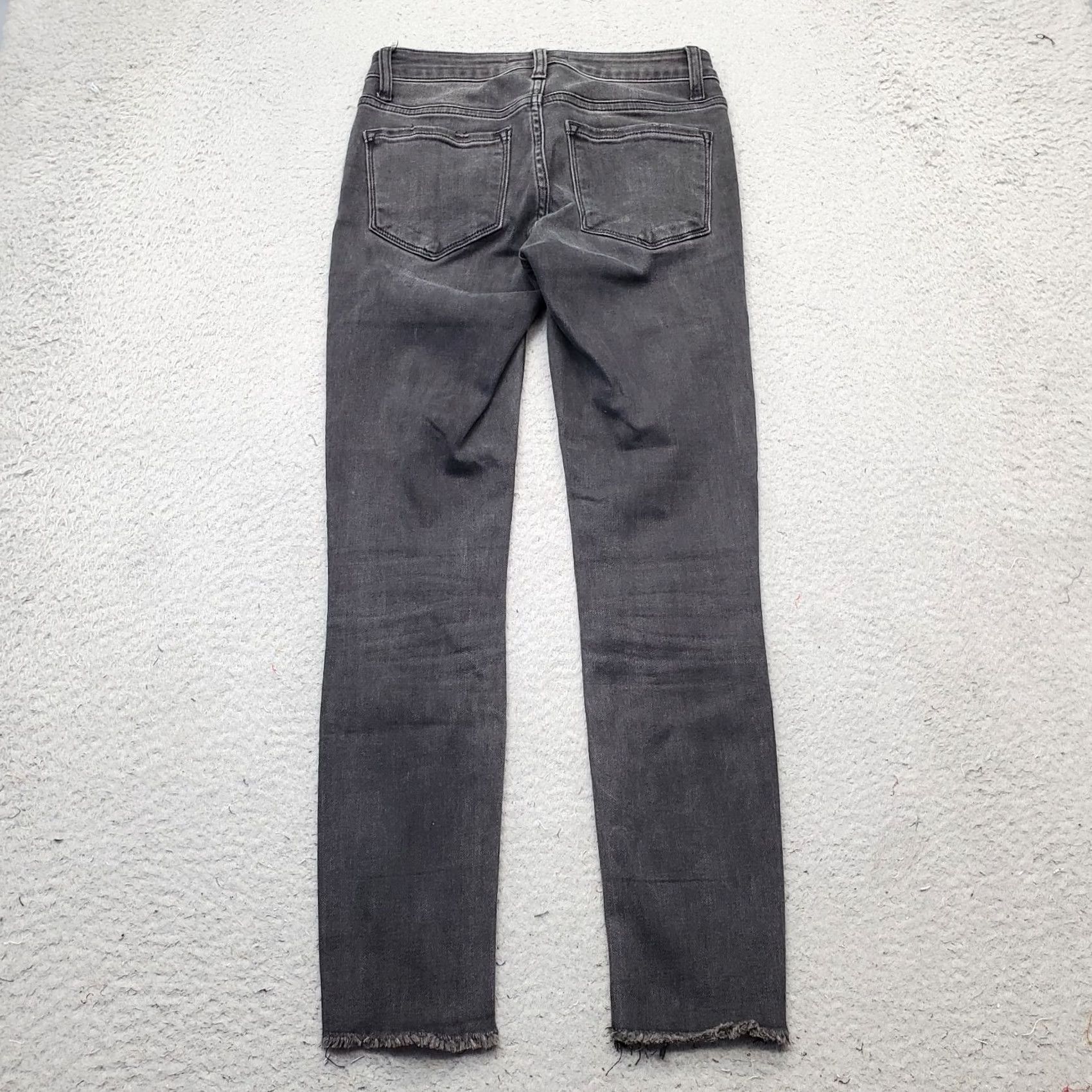 Vintage Flying Monkey Jeans Womens 24 Gray Denim Distressed Comfort Skinny Leg Raw Hem Jeans Size 42" / US 20 - 2 Thumbnail