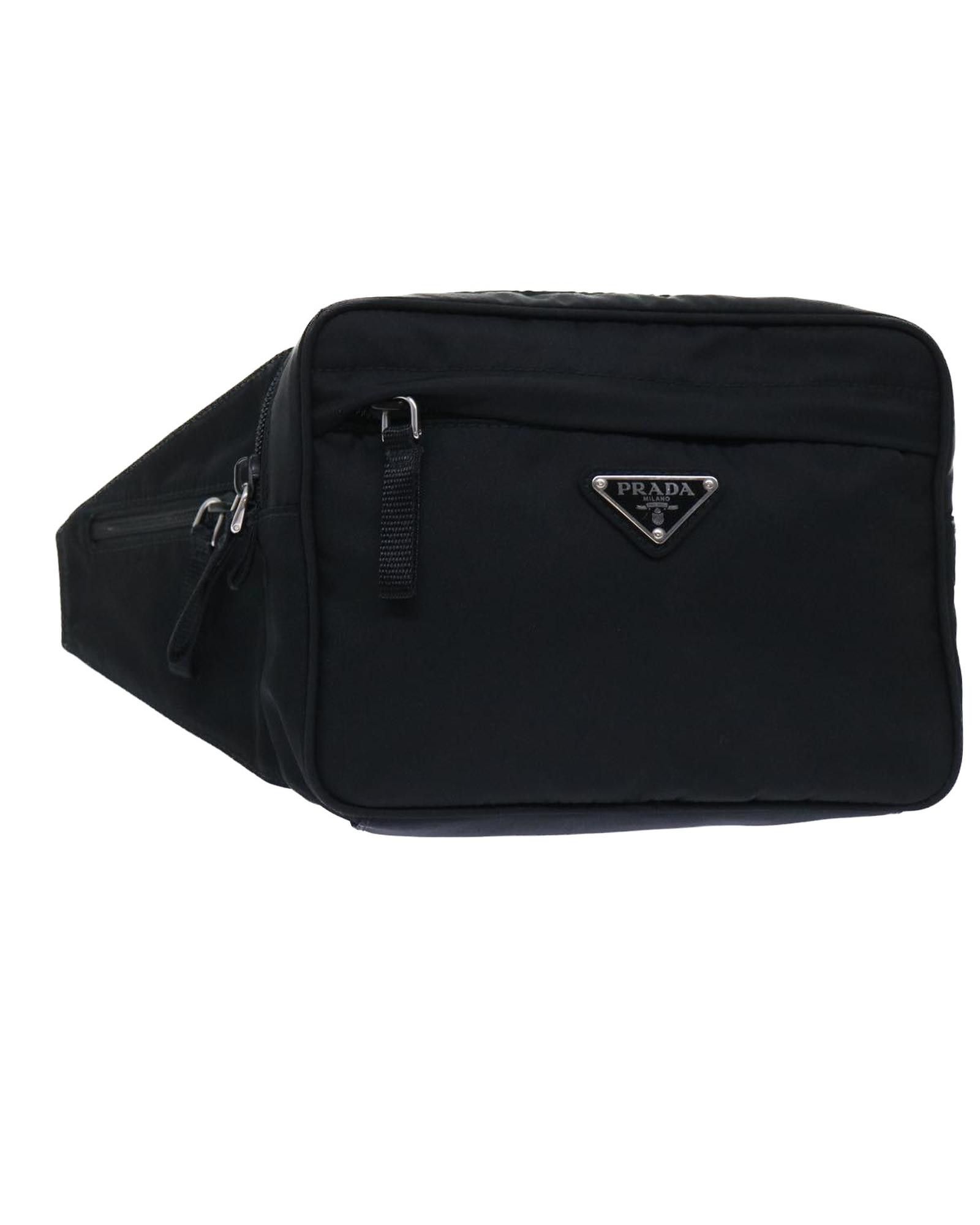 image of Prada Black Nylon Waist Bag, Women's