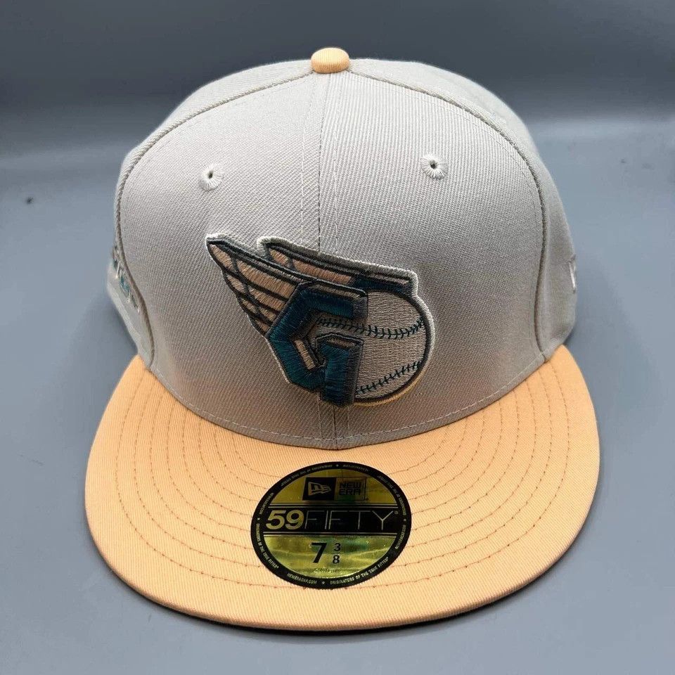New Era Cleveland Indians Guardians Hat Men 7 3/8 Gray Fitted Cap Size ONE SIZE - 3 Thumbnail