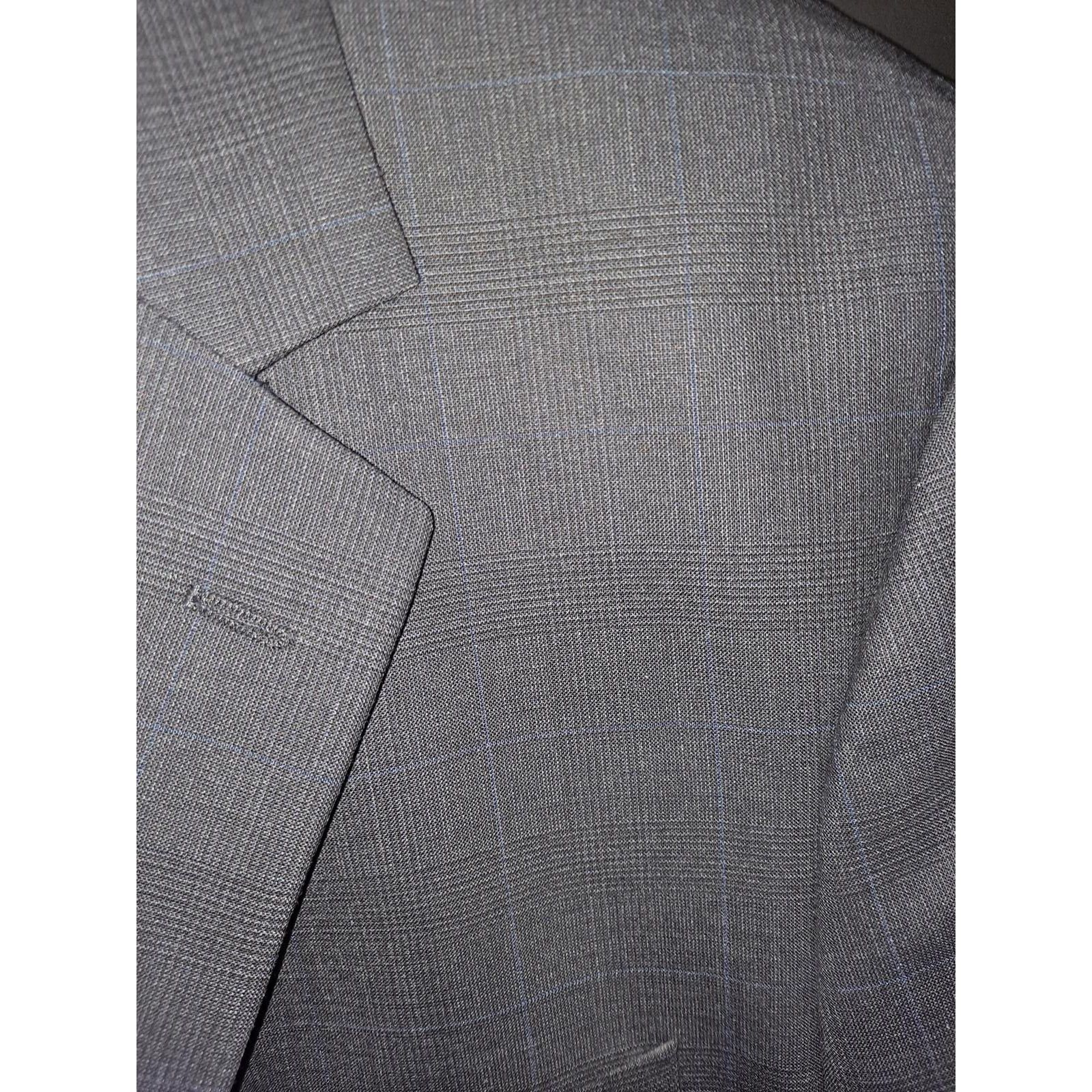 Brooks Brothers Brooks Brothers Gray Plaid with Blue Wool Blend Blazer Size Size 48R - 5 Thumbnail