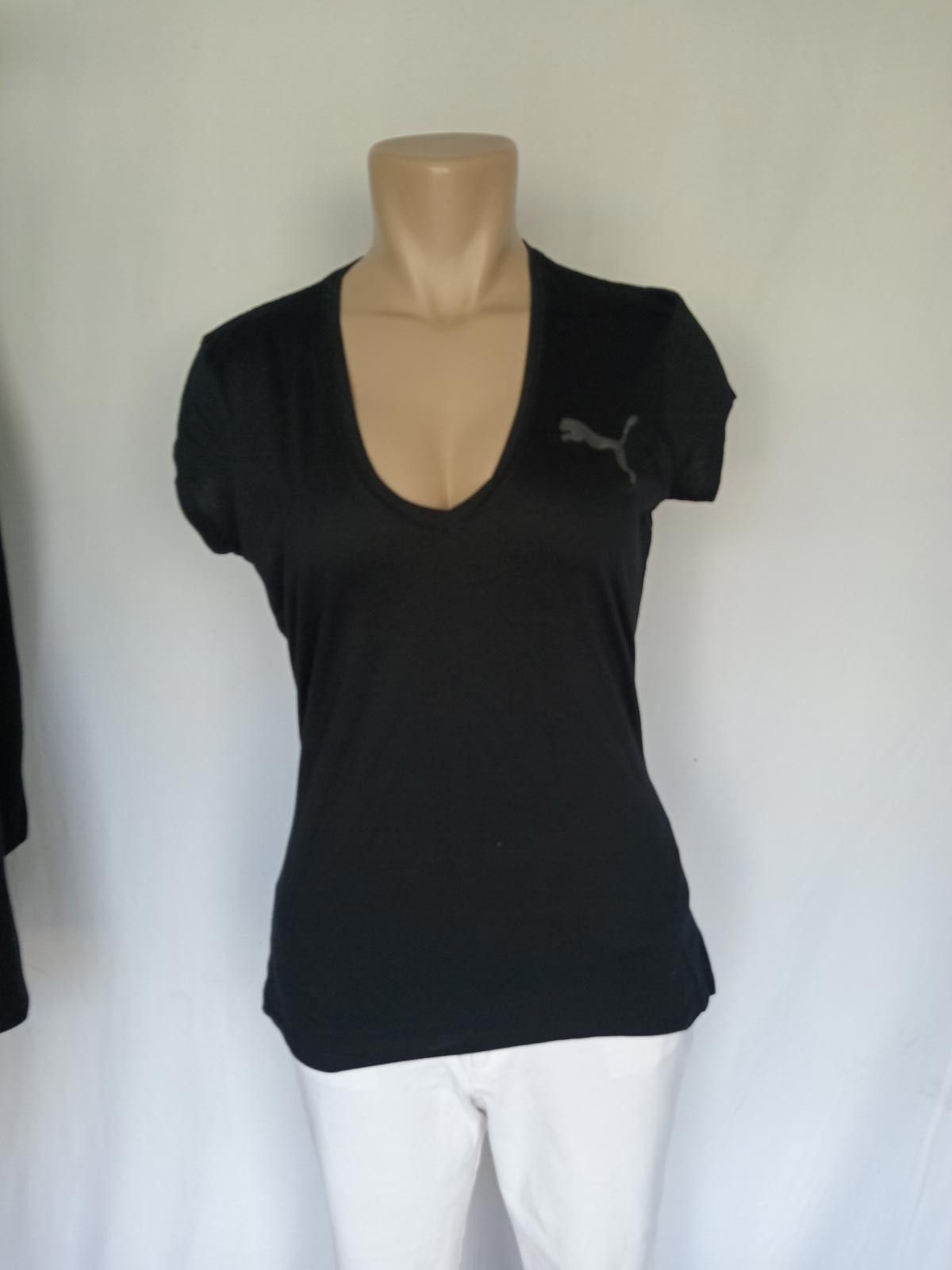 Puma PUMA Women's V-Neck T-Shirt - Black - Athletic Fit Size L / US 10 / IT 46 - 1 Thumbnail