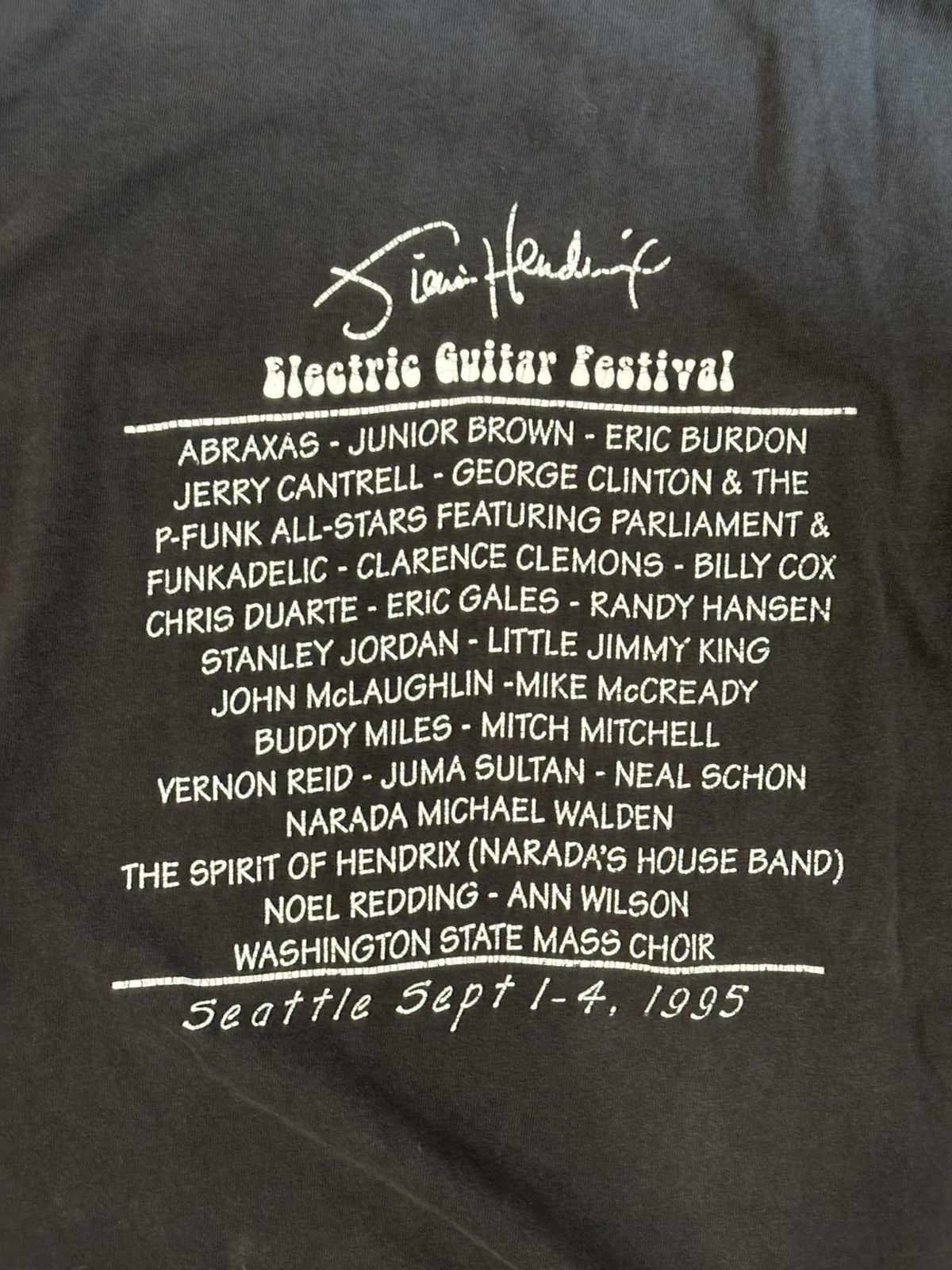 Band Tees Vintage 1995 Jimi Hendrix Electric Guitar Festival Seattle Size US XXL / EU 58 / 5 - 7 Thumbnail