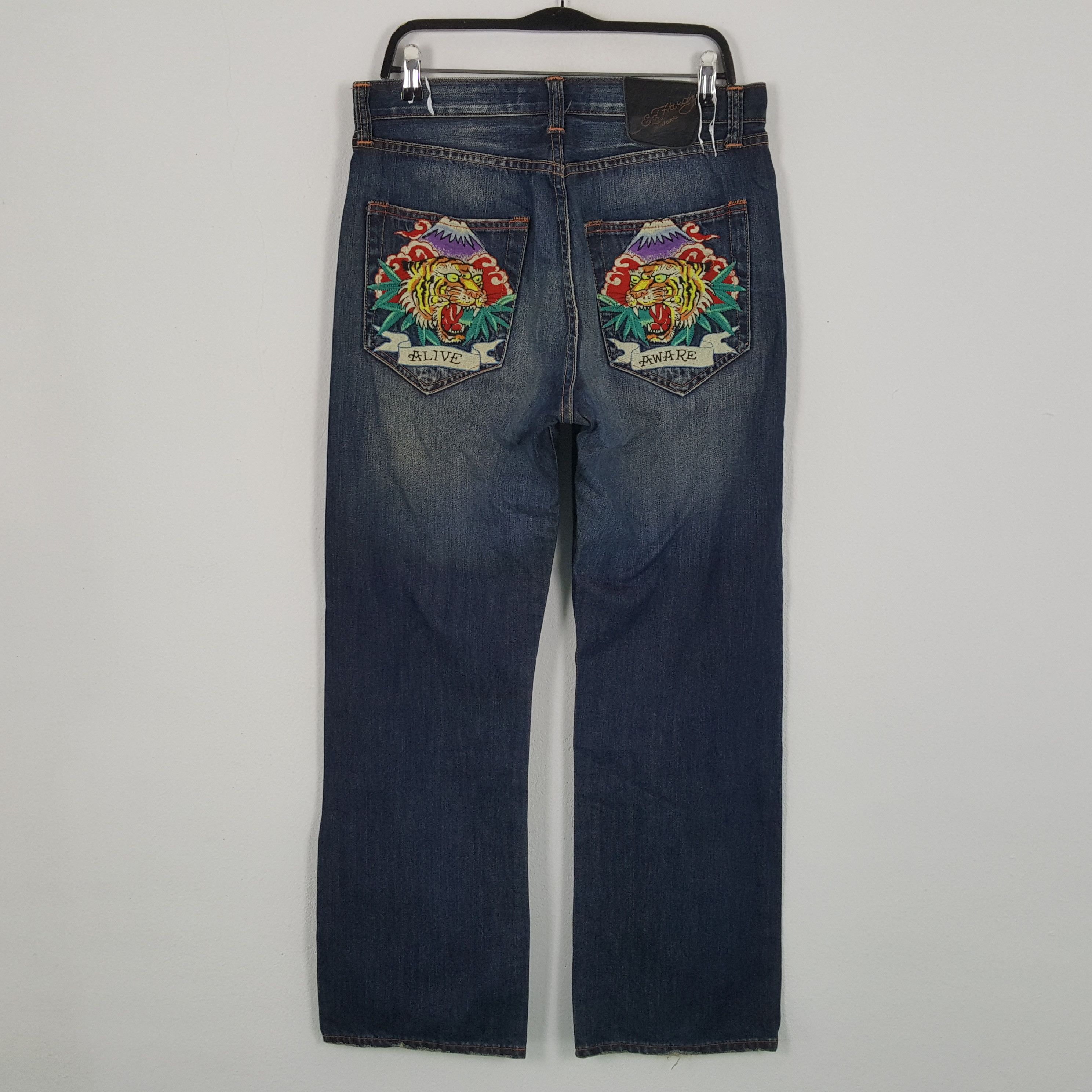 Christian Audigier × Ed Hardy × Vintage ED HARDY Rock Punk Streetwear Style Tiger Design Jeans Size US 31 - 1 Thumbnail