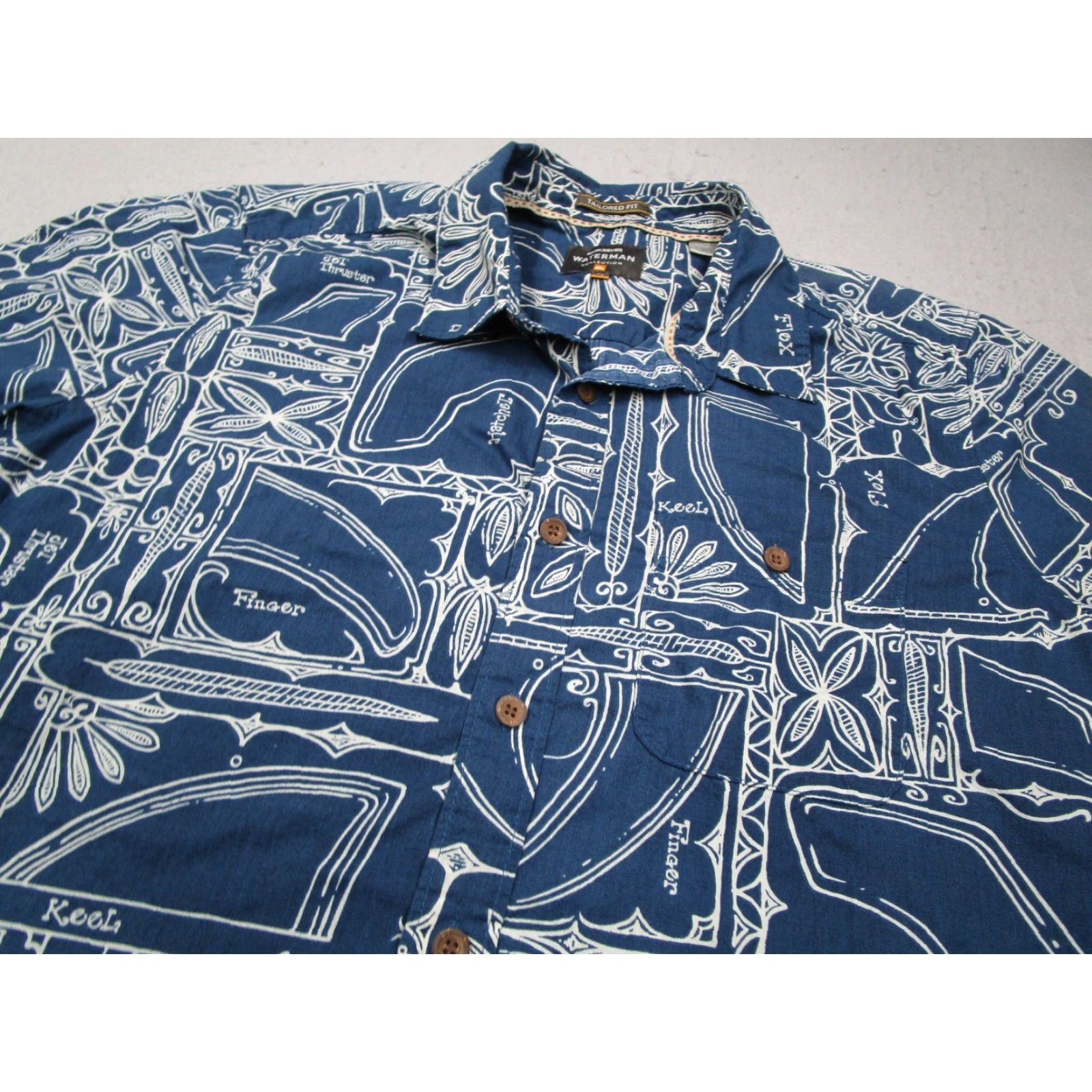 Quiksilver Quiksilver Waterman Blue Short Sleeve Button Up Shirt Medium Tailored Fit Hawaiian Nautical Mens Size US M / EU 48-50 / 2 - 2 Thumbnail