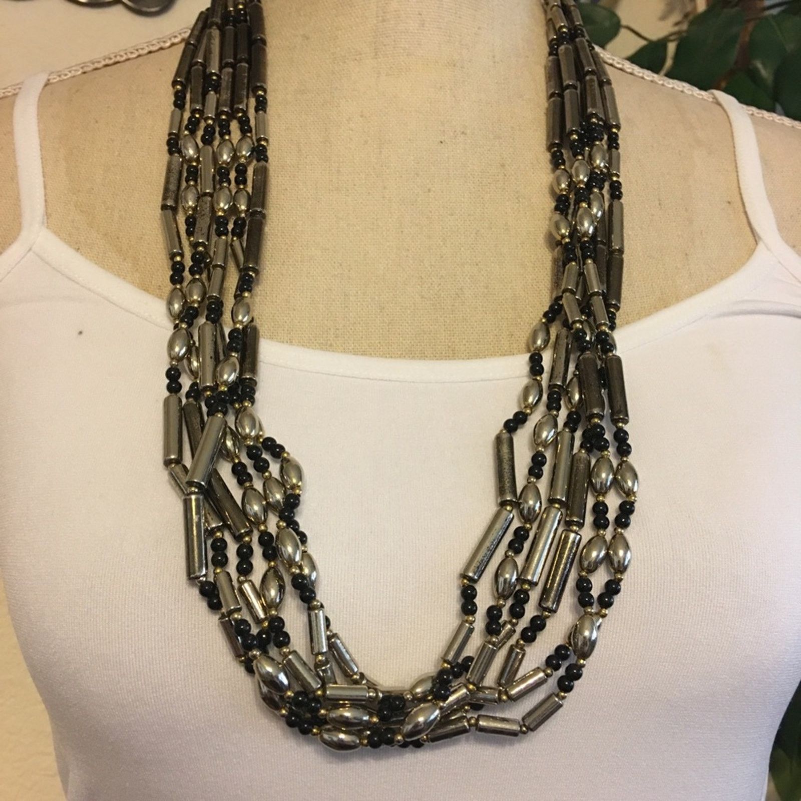 Vintage Vintage 70s multi strand gold/black bead necklace Size ONE SIZE - 3 Thumbnail