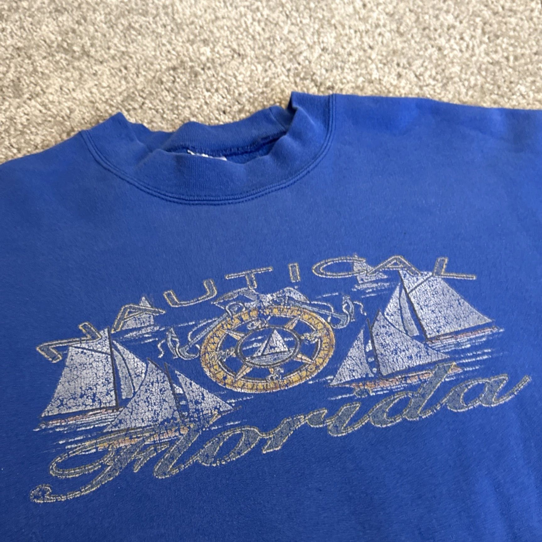 Nautica VINTAGE 90s Nautical Florida Blue Pullover Crewneck Sweatshirt 2XL Beach Vacation Men Size US XXL / EU 58 / 5 - 3 Thumbnail