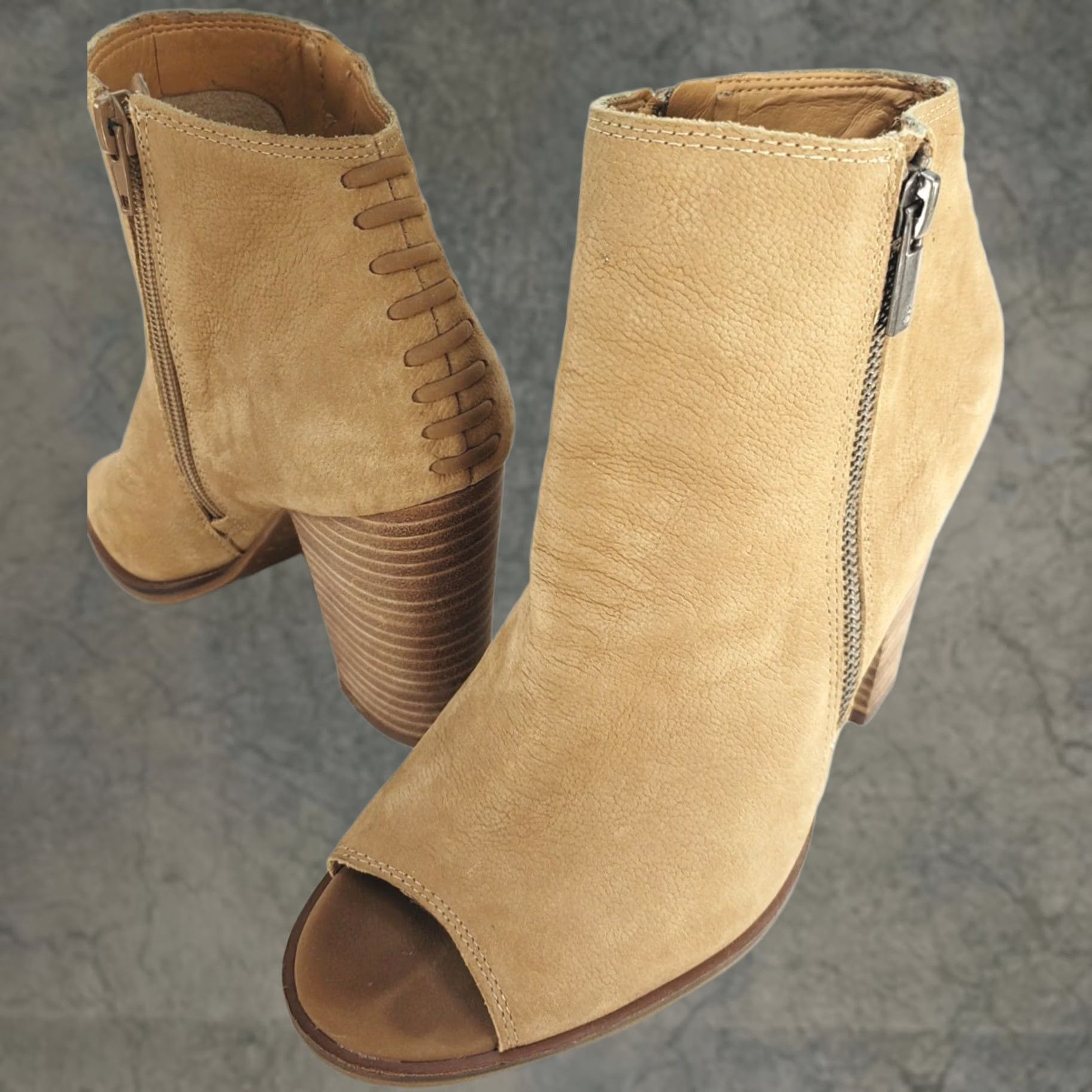 Lucky Brand Lucky Brand Lamija Open Toe Ankle Booties Brown Suede Block Heels Womens 8.5M Shoes Size US 9 / IT 39 - 1 Thumbnail