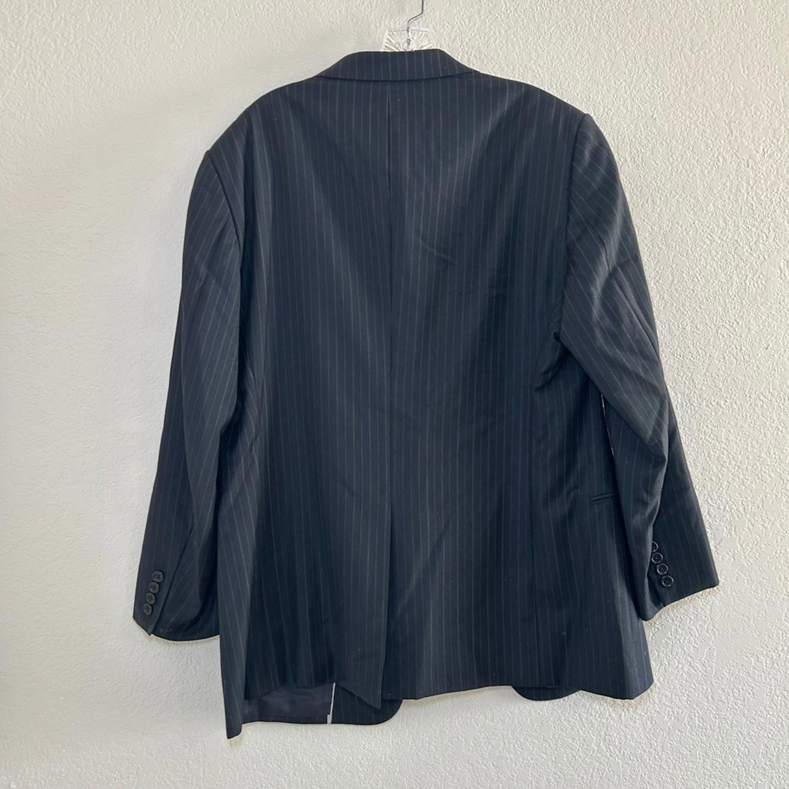 Armani Collezioni ARMANI COLLEZIONI Men's Classic Pinstripe Wool Suit Blazer Size 46L - 4 Thumbnail