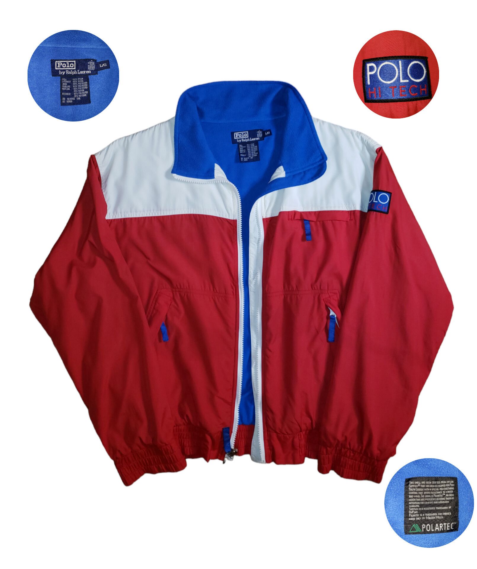 image of Polartec x Polo Ralph Lauren Vintage 90's Polo Ralph Laurent Hi Tech Jacket in Red (Size Large)