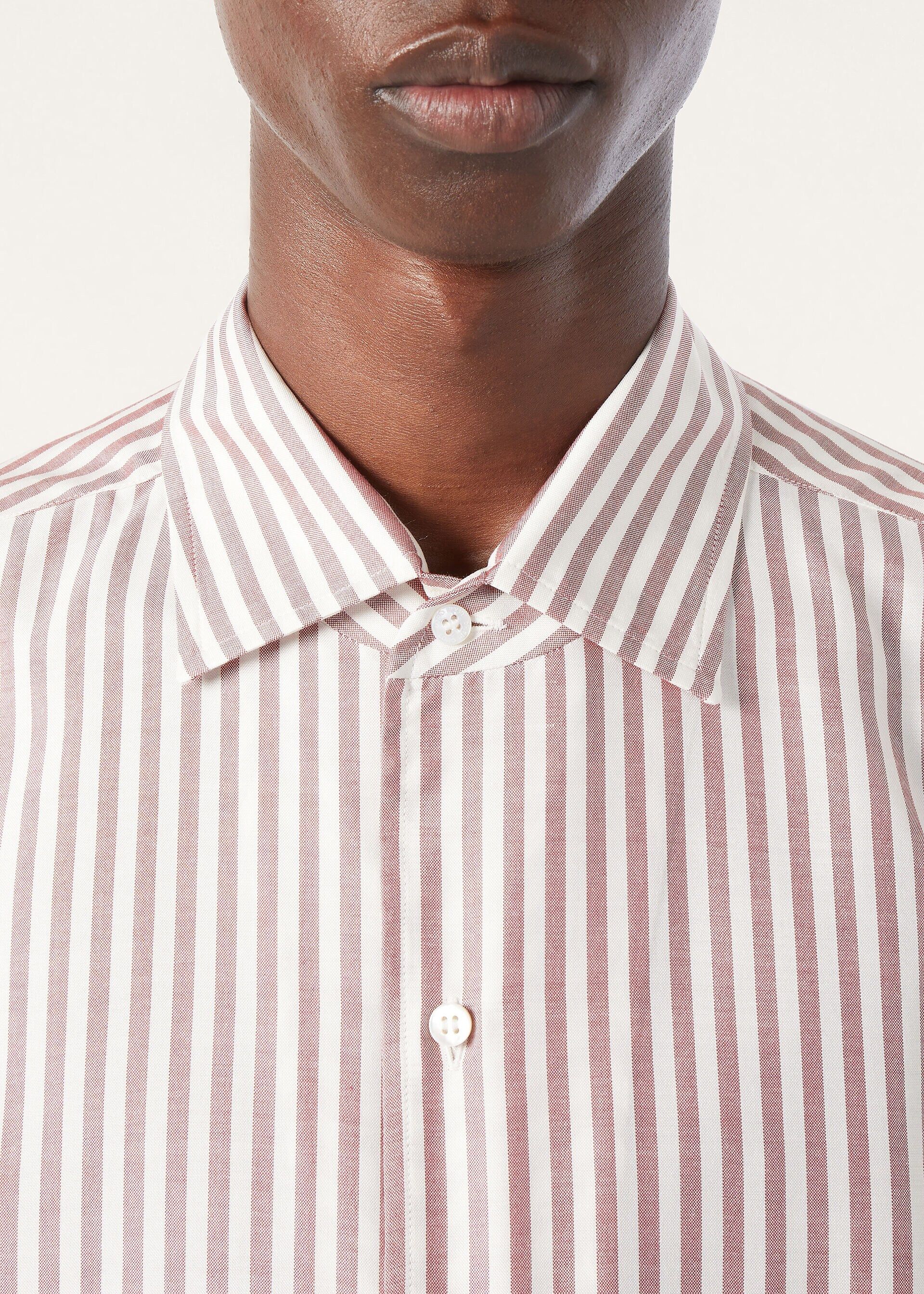 Loro Piana os11x0326 FAQ9950 André Shirt in Ivory/Bordeaux Stripes Size US S / EU 44-46 / 1 - 3 Thumbnail