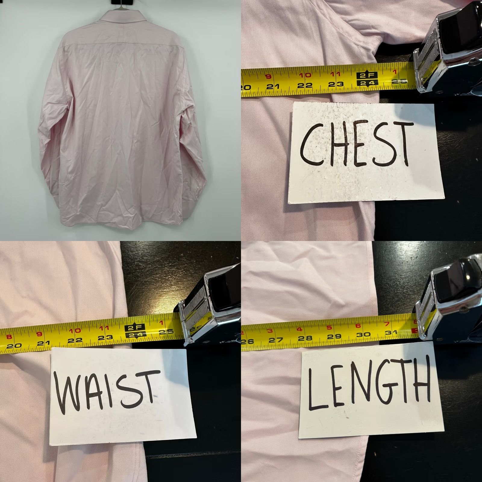 Pinko Spier Mackay Dress Shirt Pink Long Sleeve Men XL 17.5 36 Solid Classic Spread Barrel Cuff 100% Cotton Wrinkle Resistant Size 46R - 8 Thumbnail