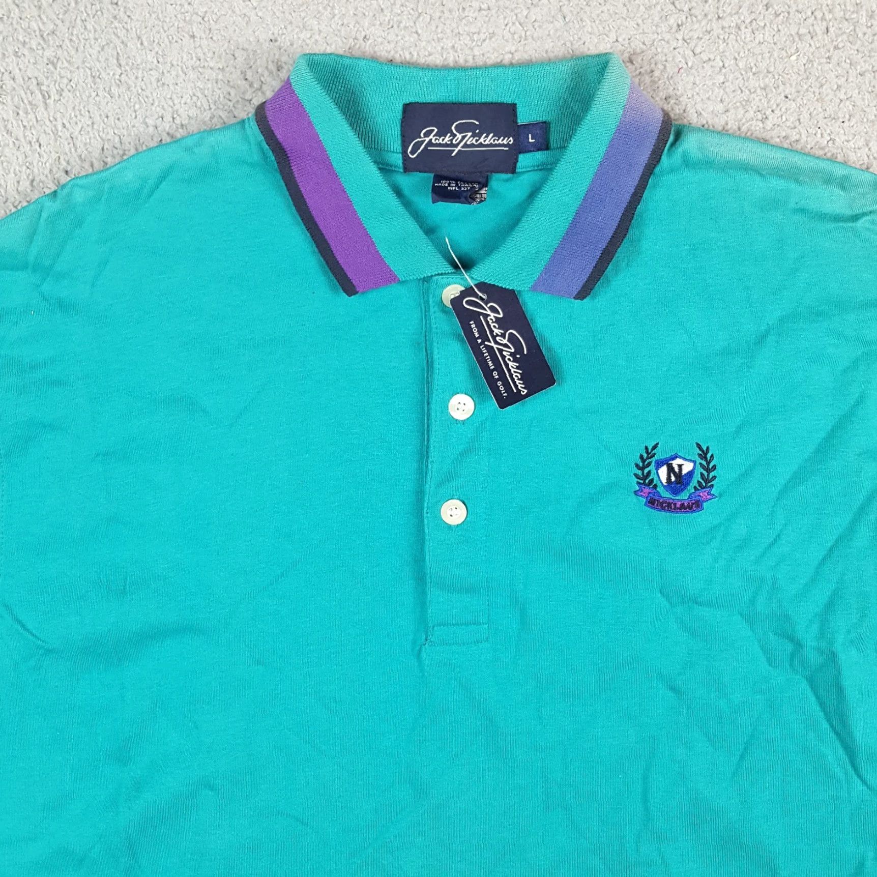 Vintage VINTAGE Jack Nicklaus Polo Shirt Teal Men L Short Sleeve Collared Button Polo Shirt Size US L / EU 52-54 / 3 - 2 Thumbnail
