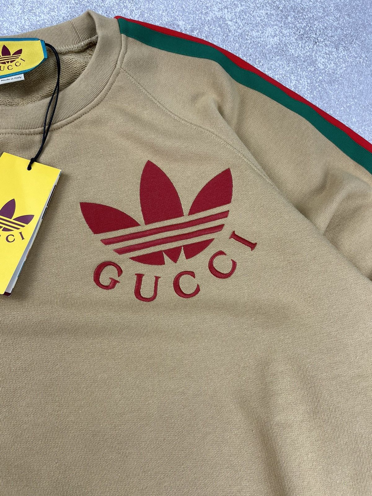 Adidas × Gucci Gucci x Adidas Cotton Sersey Sweatshirt Beige Size M Size US M / EU 48-50 / 2 - 6 Thumbnail