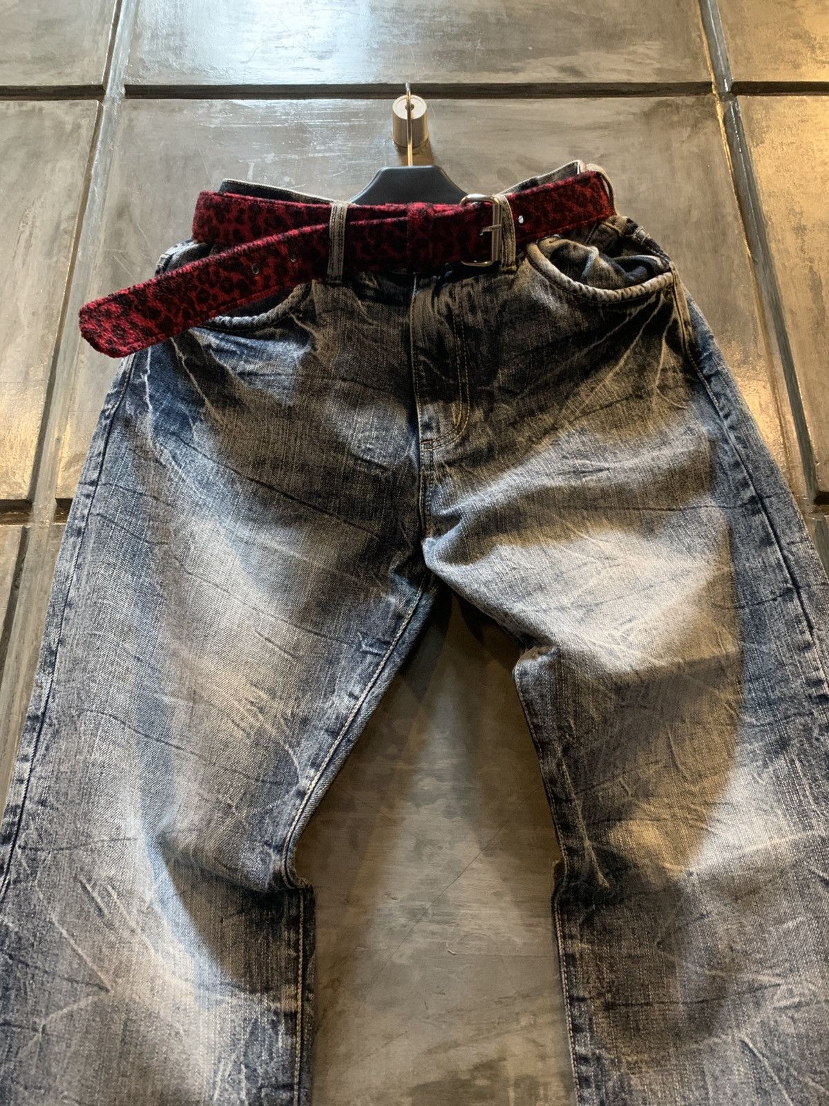If Six Was Nine Unknown Y2K Claw Mark Faded Denim Pants Size US 33 - 2 Thumbnail